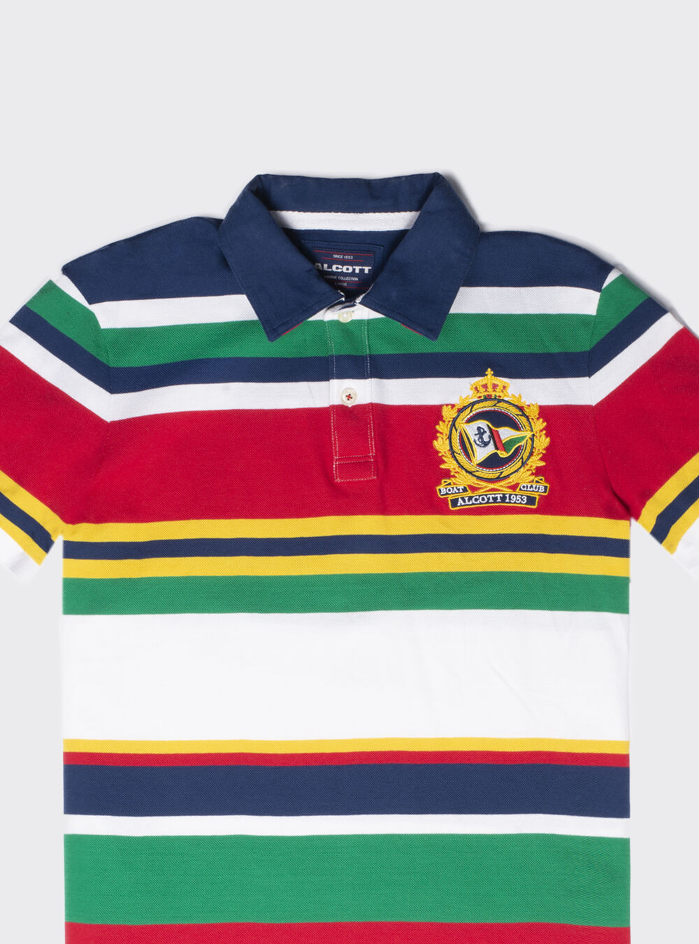 Polo multirayas con bordado, MULTICOLORE