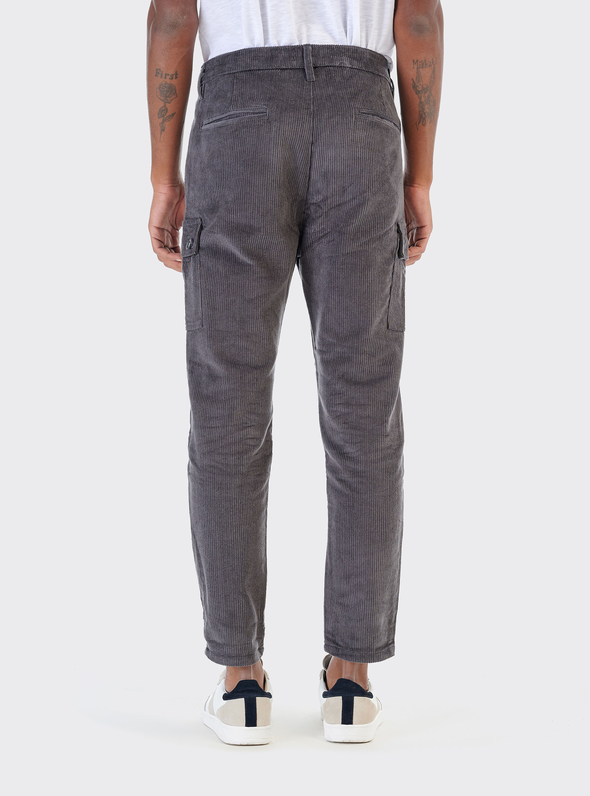 Velvet cargo trousers, GREY