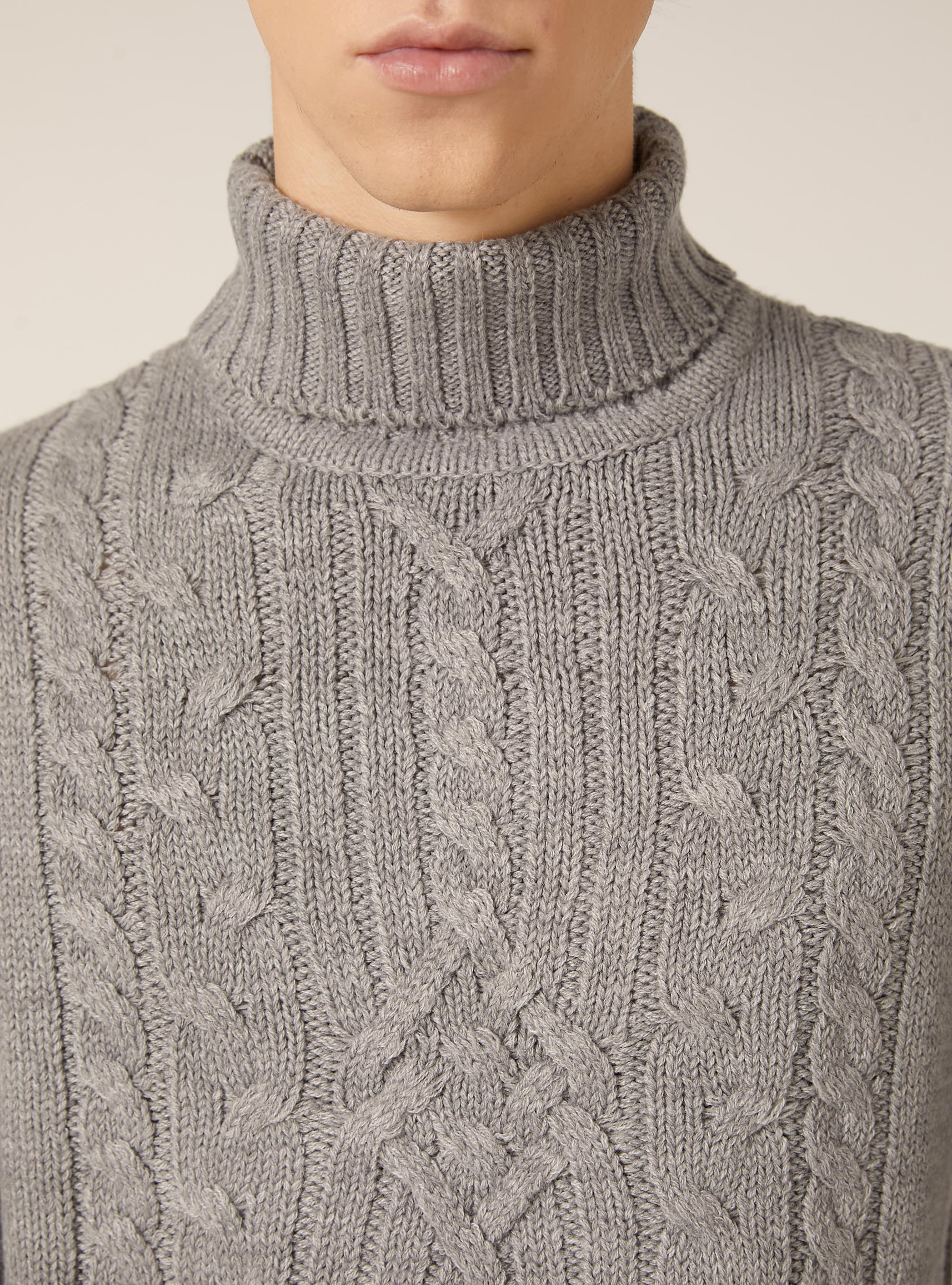 Maglione collo alto, MGY3 GREY MEL LIGHT