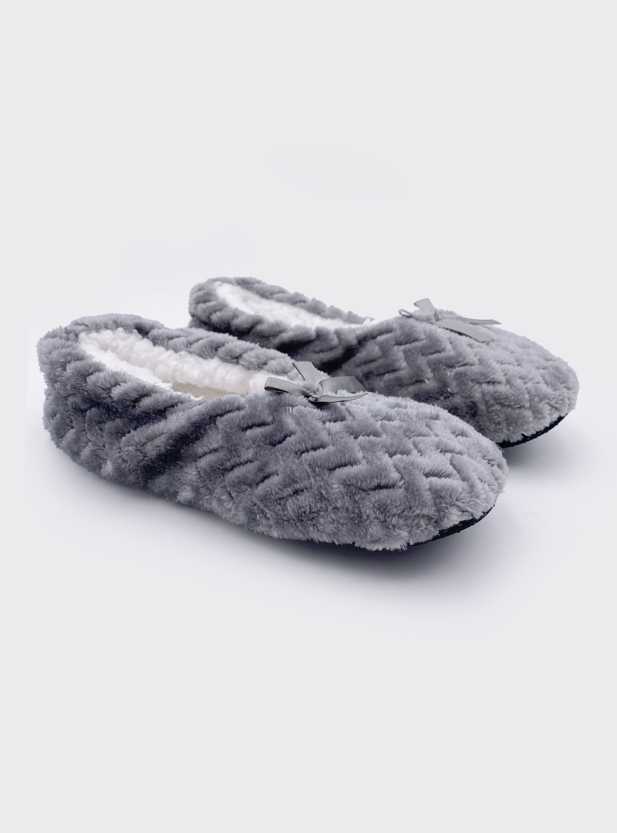 Pantofole con fiocco, GRIGIO CHIARO MELANGE