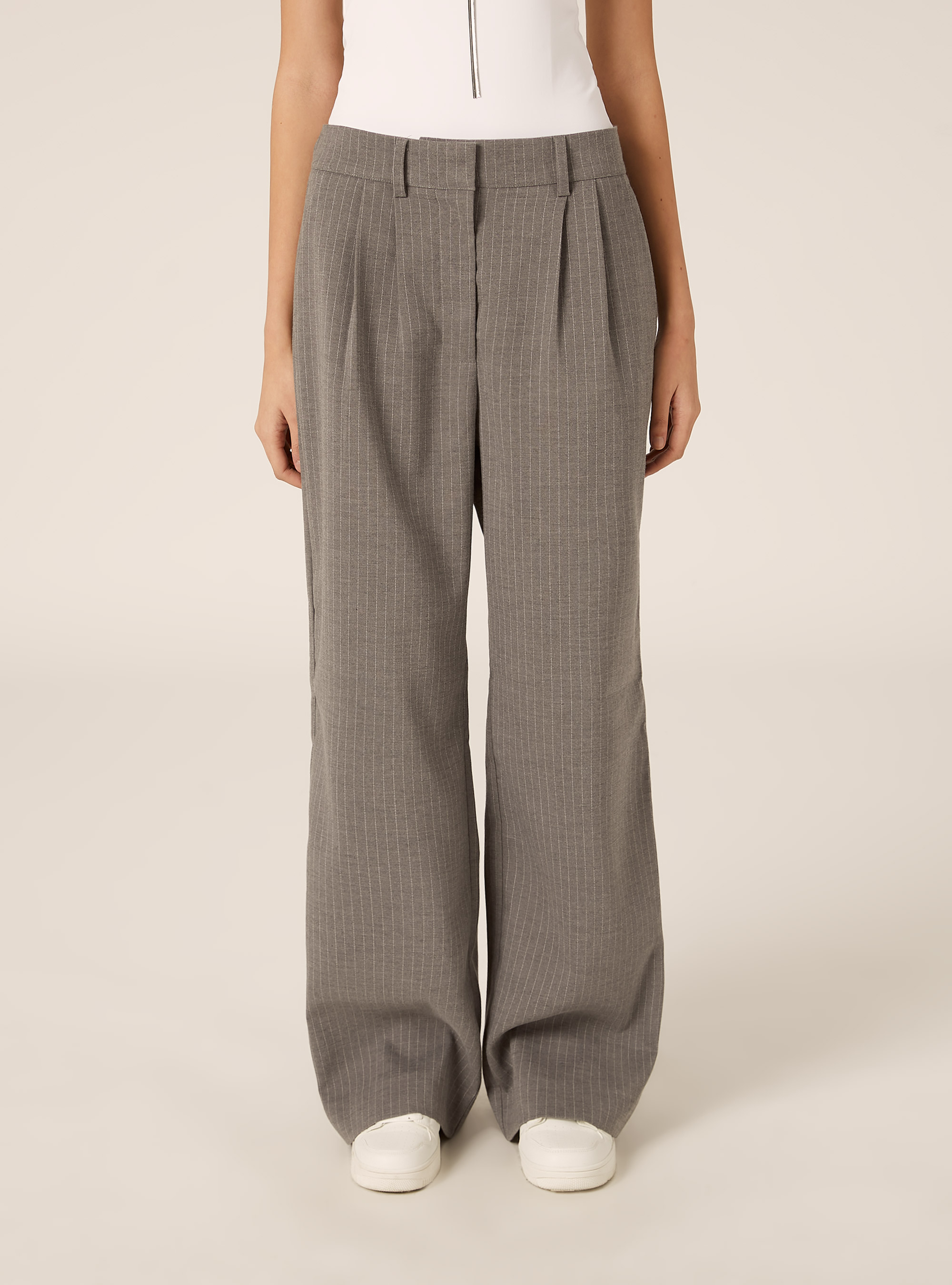 Elegant pinstriped trousers, MGY1 GREY MEL DARK