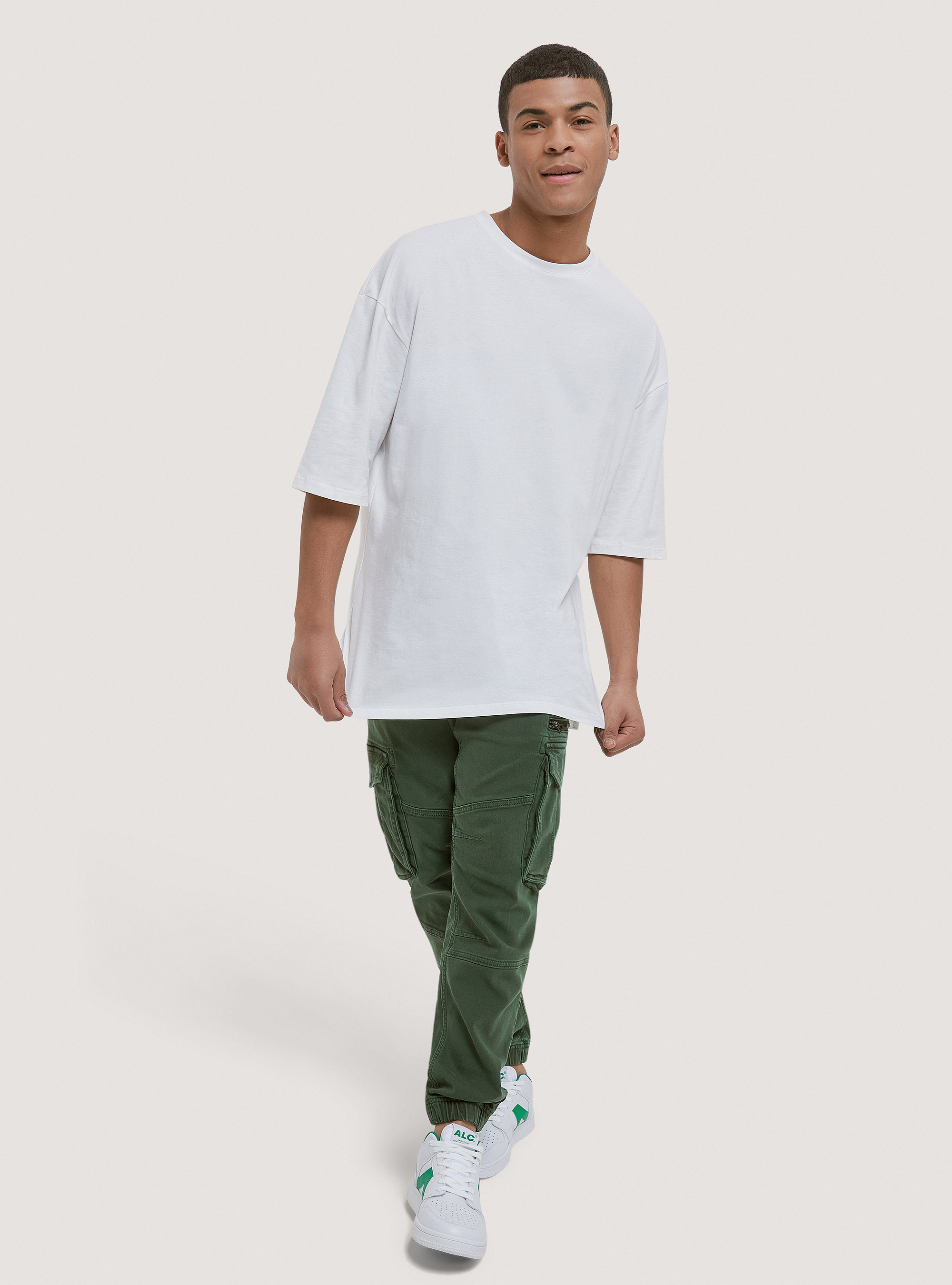 Maglietta oversize in cotone, C104 CREAM