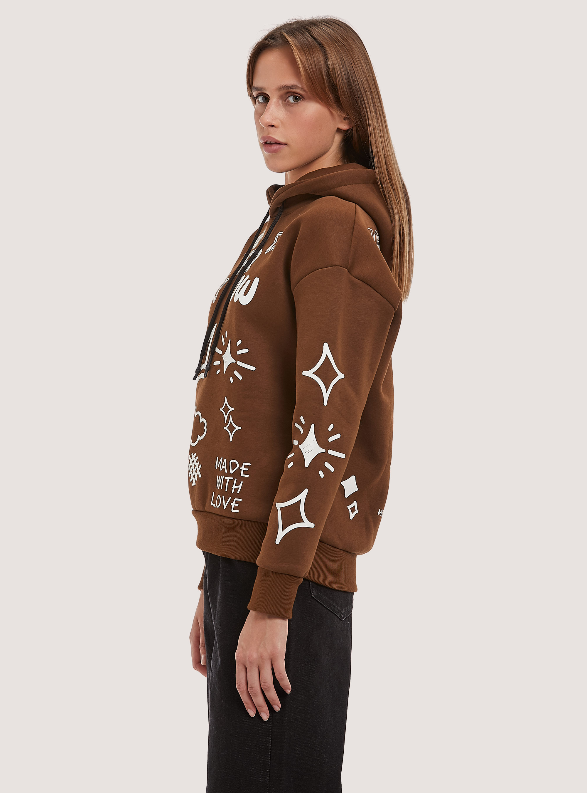 Sweatshirt with Fancy Collection print, BR1 BROWN DARK
