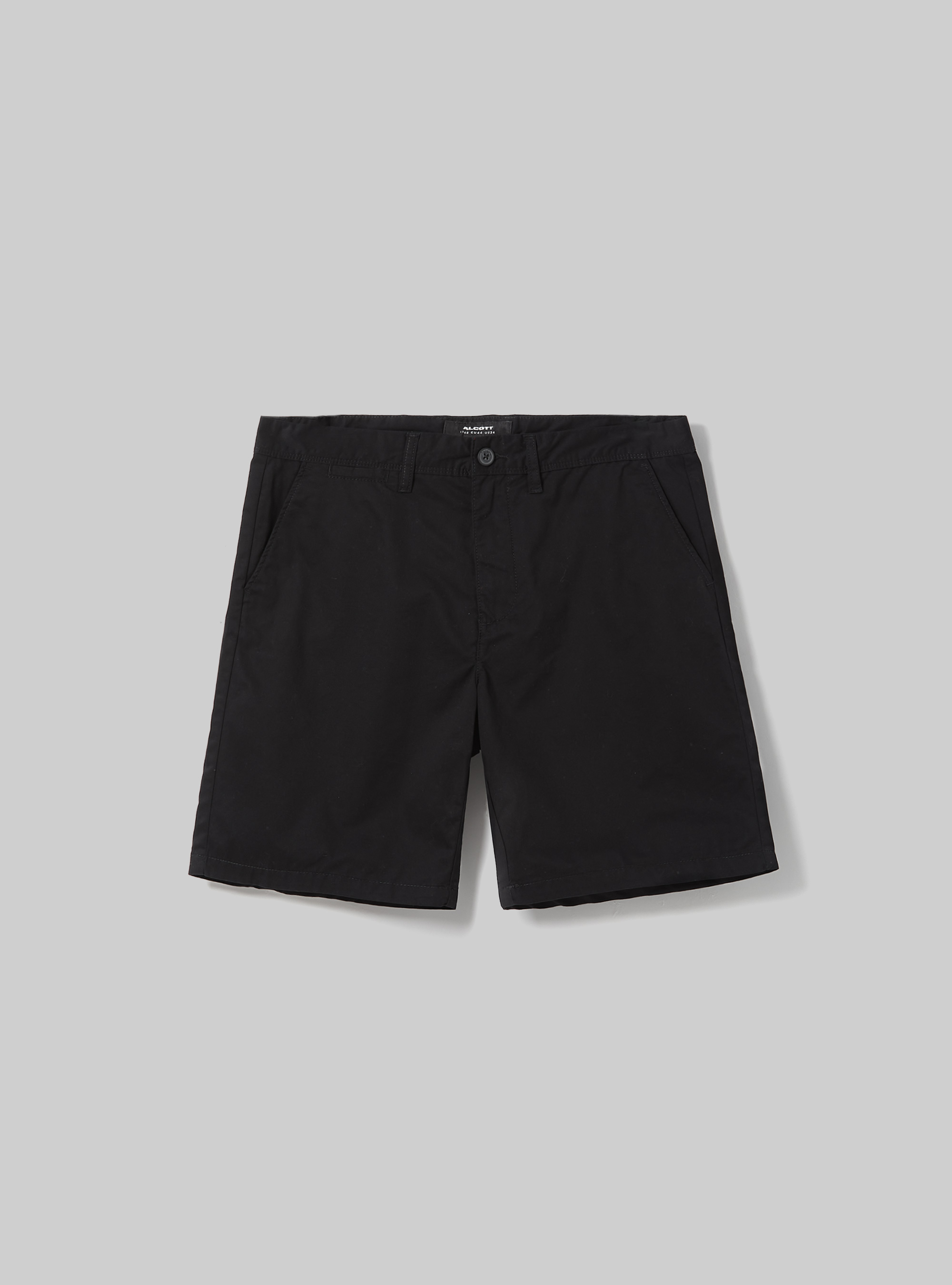 Bermudas de sarga de ajuste liso, BK1 BLACK