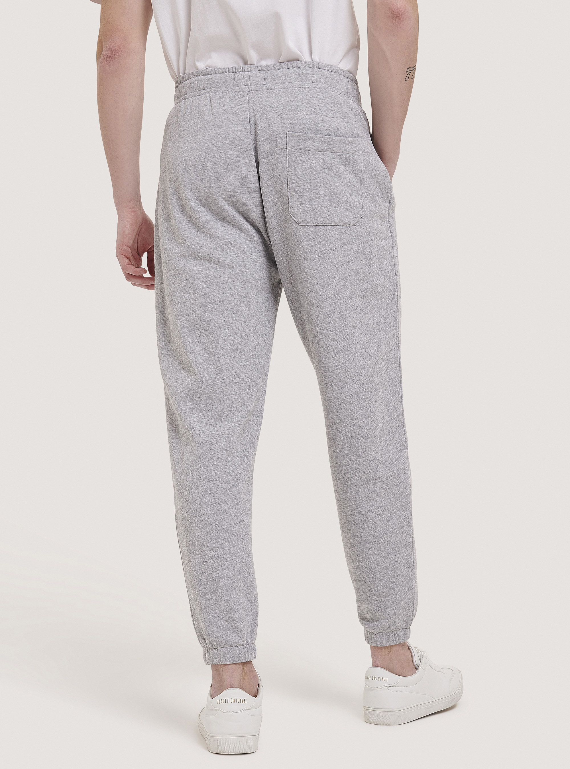 Pantalones jogger básicos de algodón, GRIS CLARO MELANGE