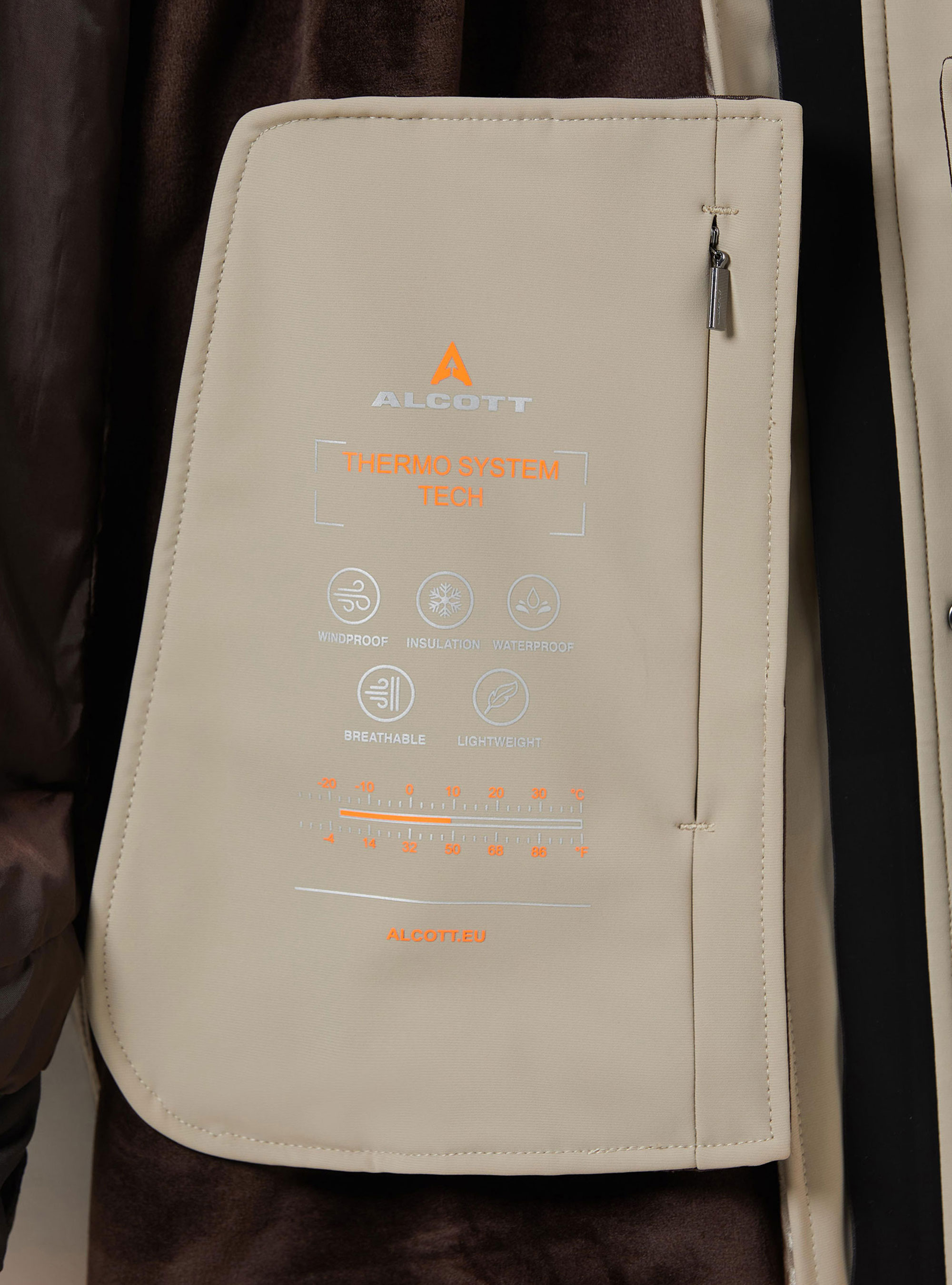 Technical softshell hooded parka with zip, CR3 CREAM LIGHT