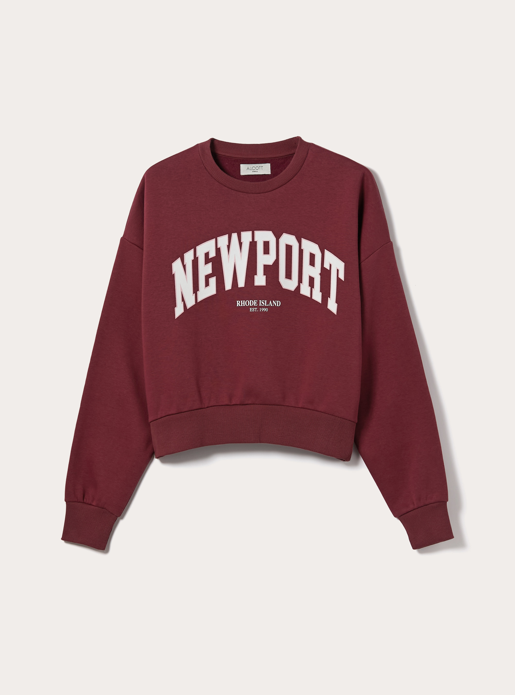 Sweatshirt mit Boxy-Fit und City-Print, BO1 BORDEAUX DARK