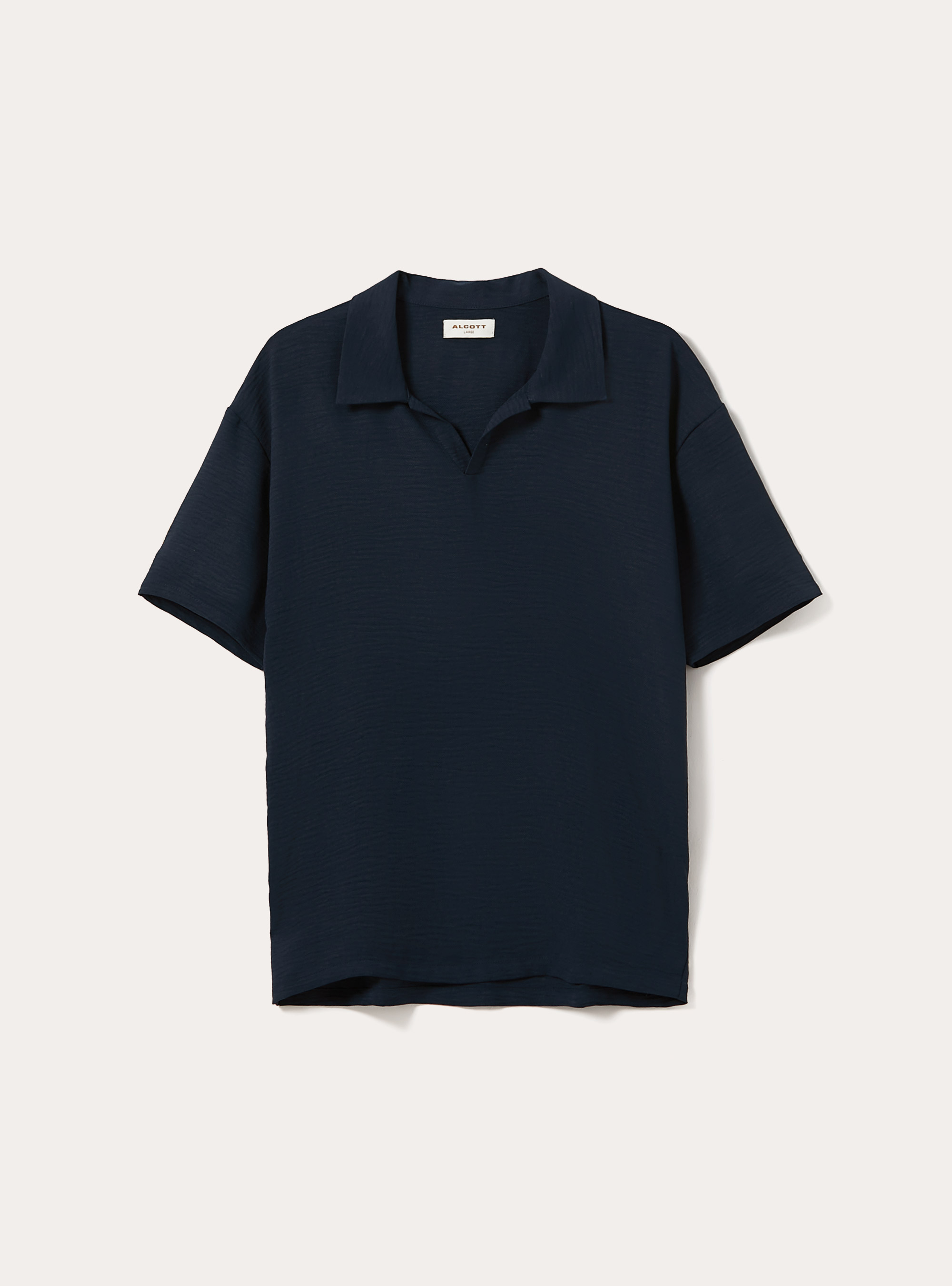 Polo in crepe con collo aperto, NA2 NAVY MEDIUM