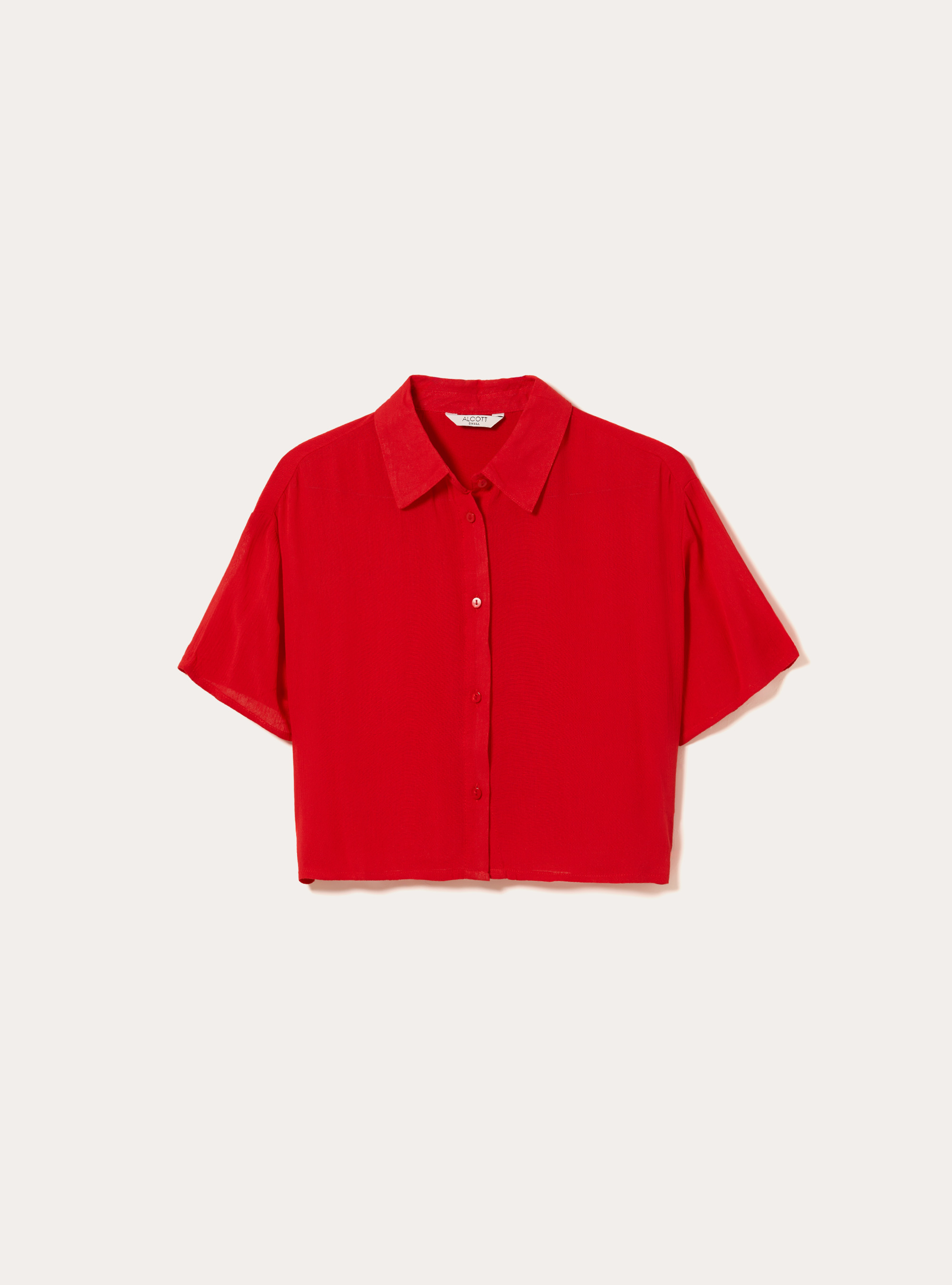 Cropped crepe shirt, RD2 RED MEDIUM