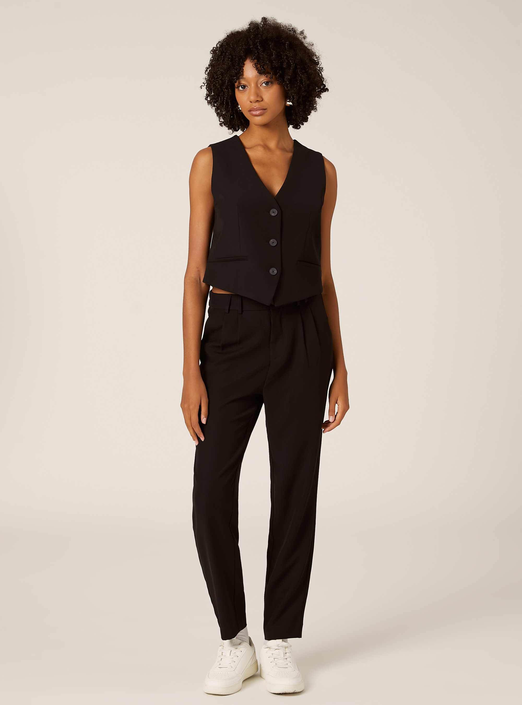 Chaleco entallado liso, BK1 BLACK