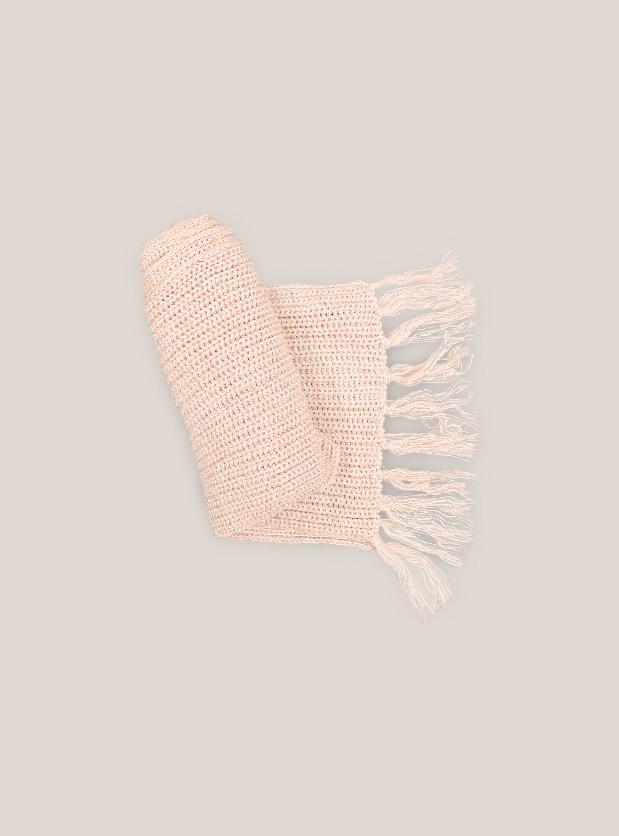 Sciarpone tinta unita con frange, C0580 BEIGE MELANGE