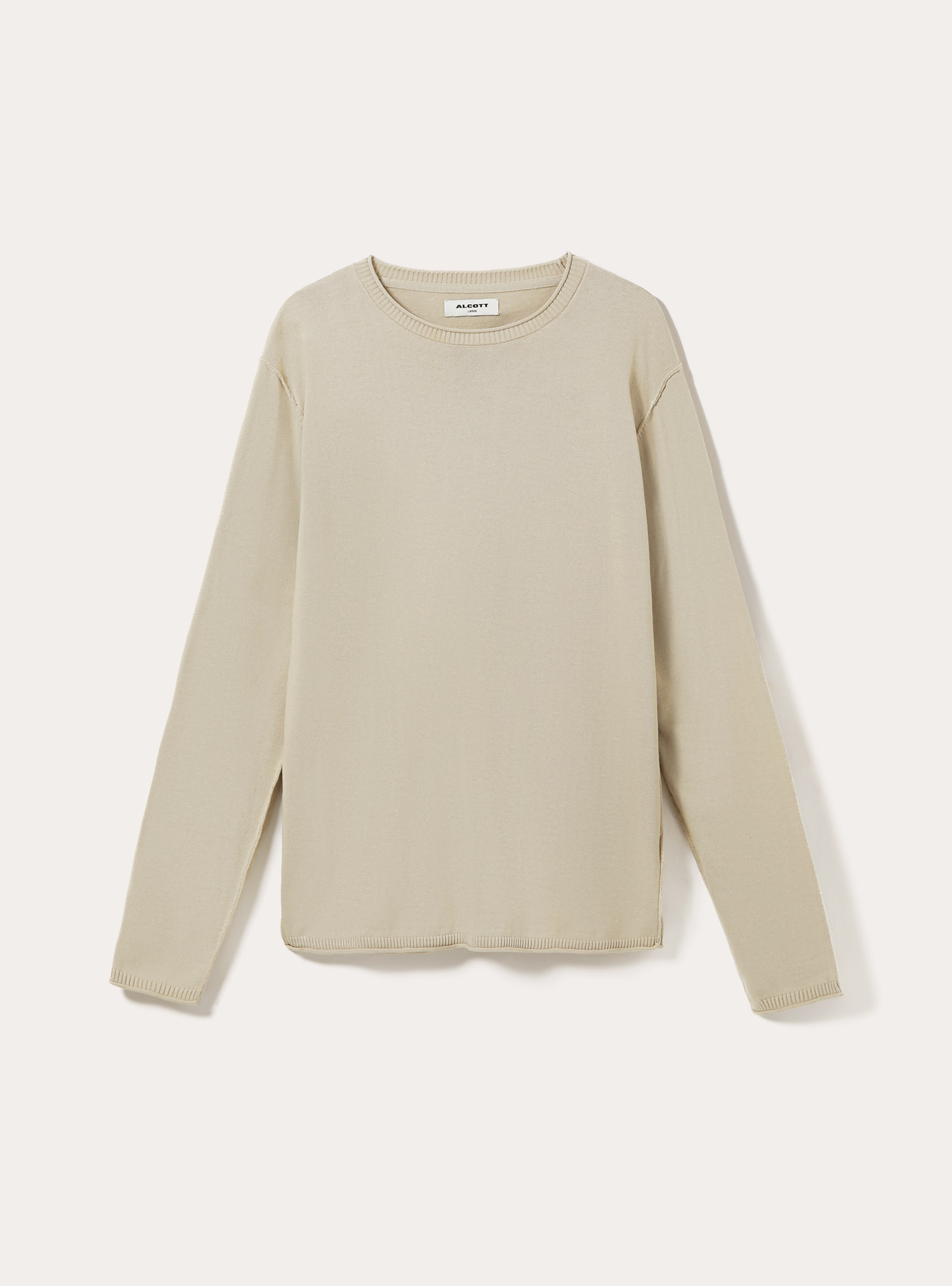 Pull en coton &agrave; col rond, BG3 BEIGE LIGHT