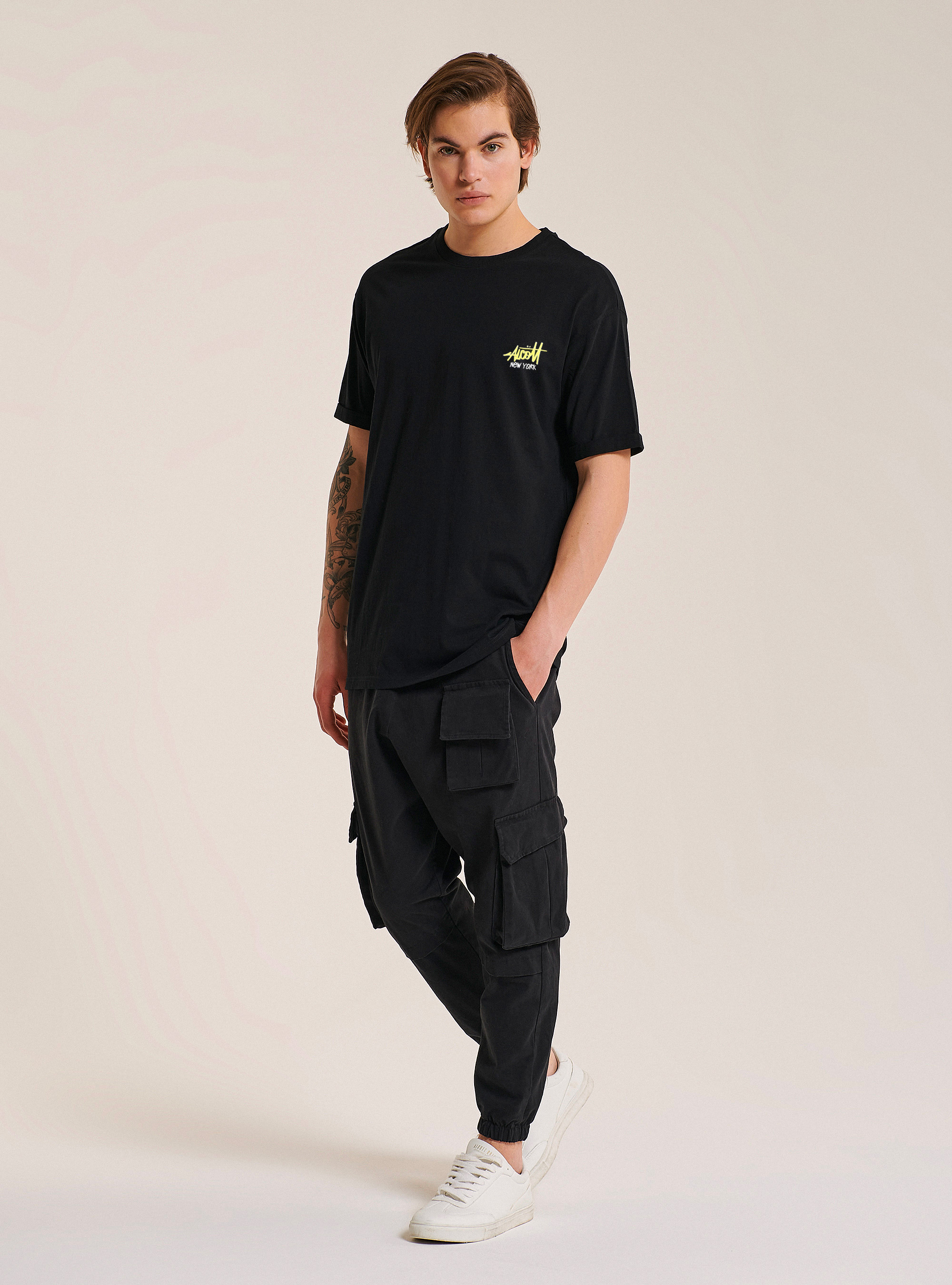 T-shirt &agrave; manches courtes avec imprim&eacute; alcott street style ny, C101 BLACK