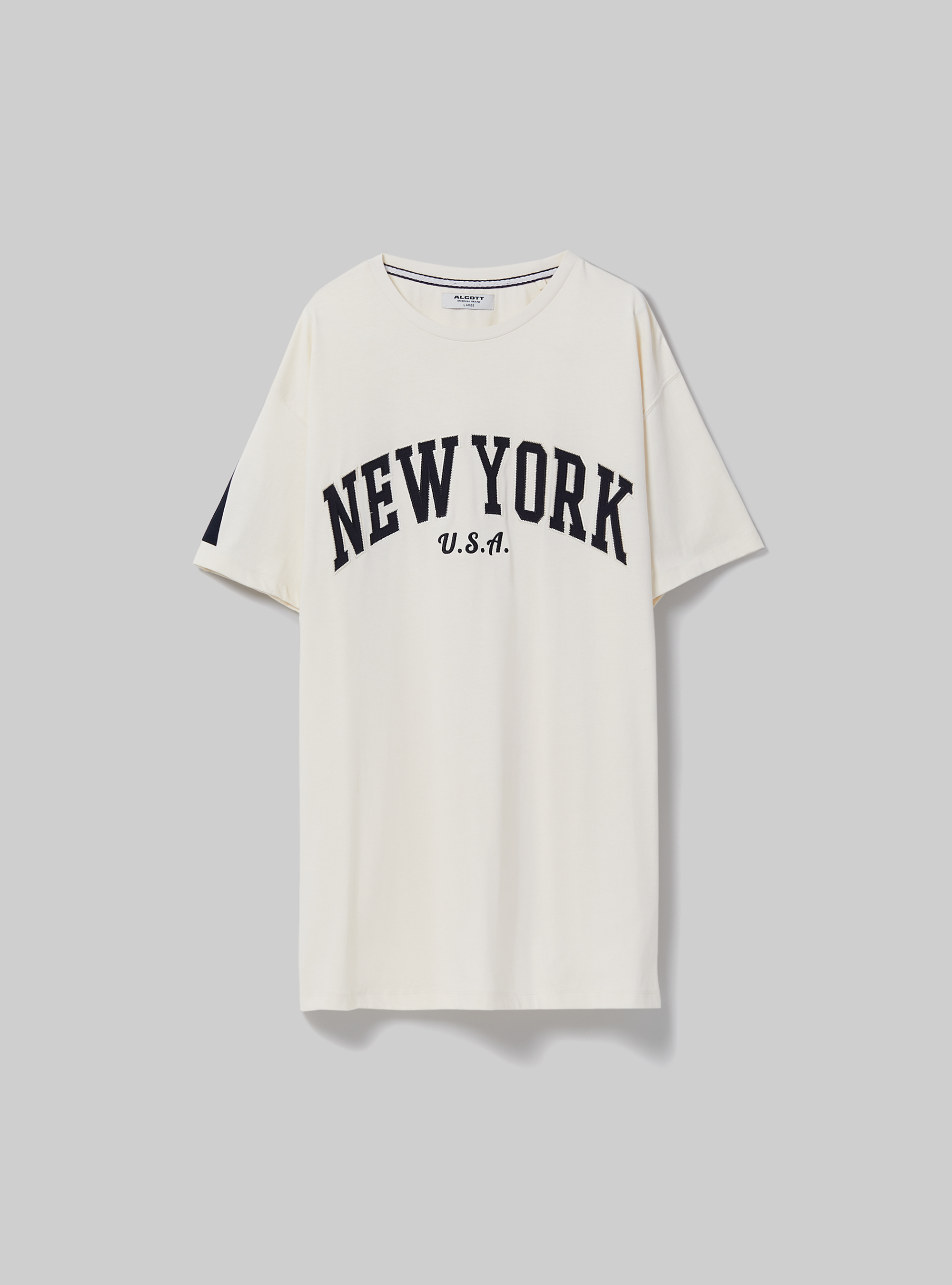 Oversized cotton patch t-shirt, C104 CREAM