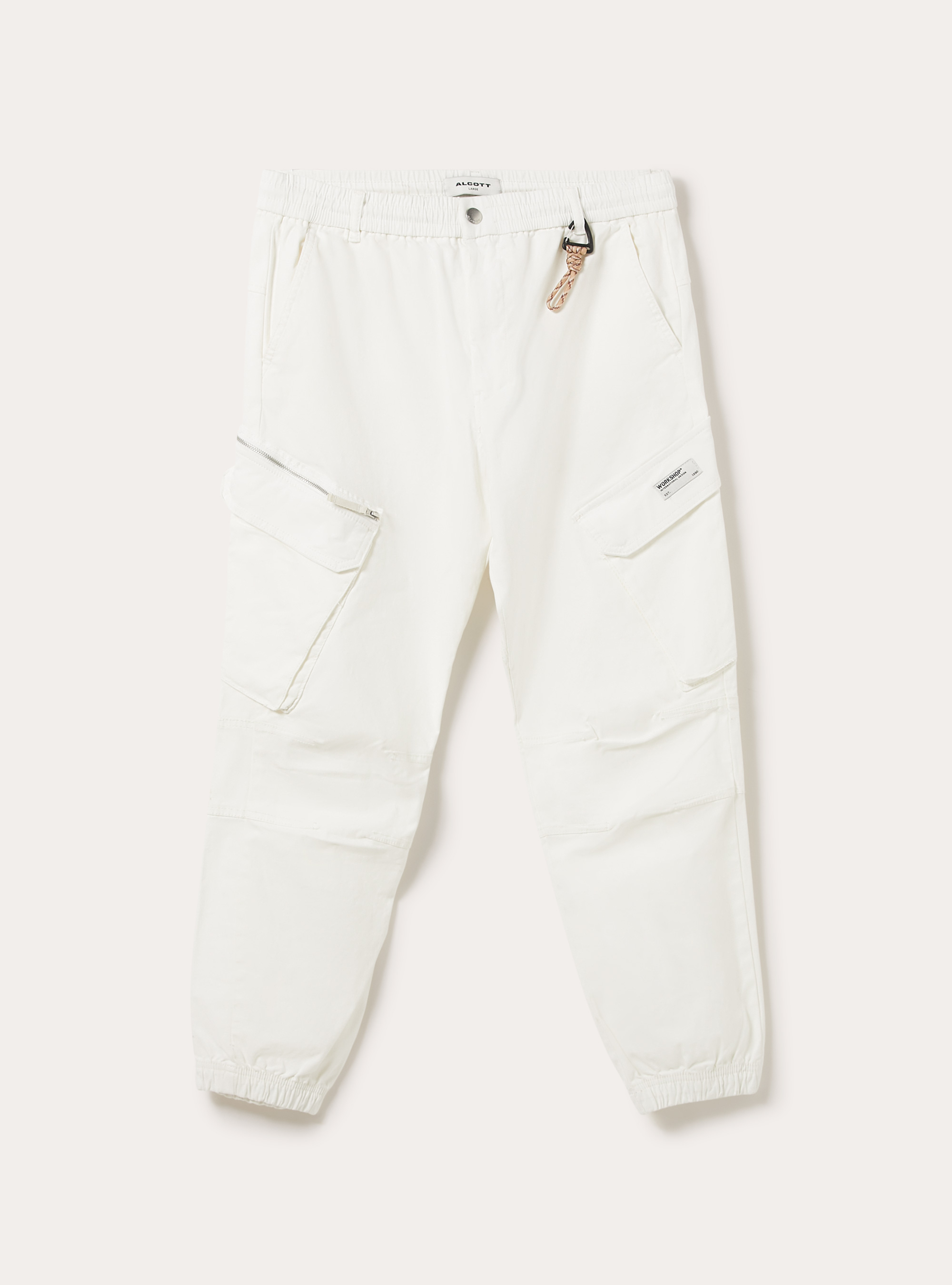 Pantaloni cargo in twill, WH1 OFF WHITE