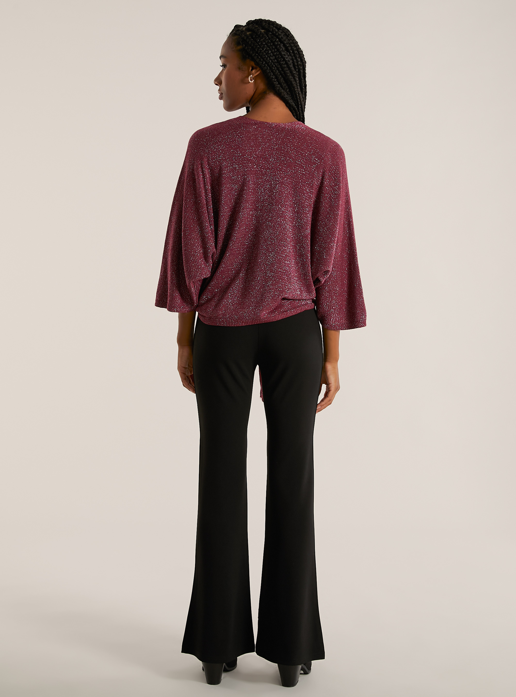 Cardigan lurex aperto con nodo, BO1 BORDEAUX DARK