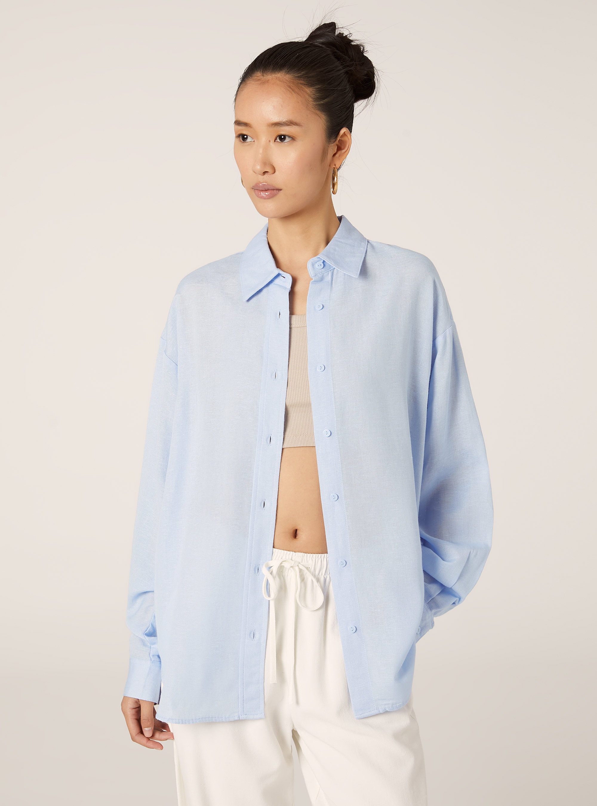 Comfort fit linen shirt, AZ3 AZURE LIGHT