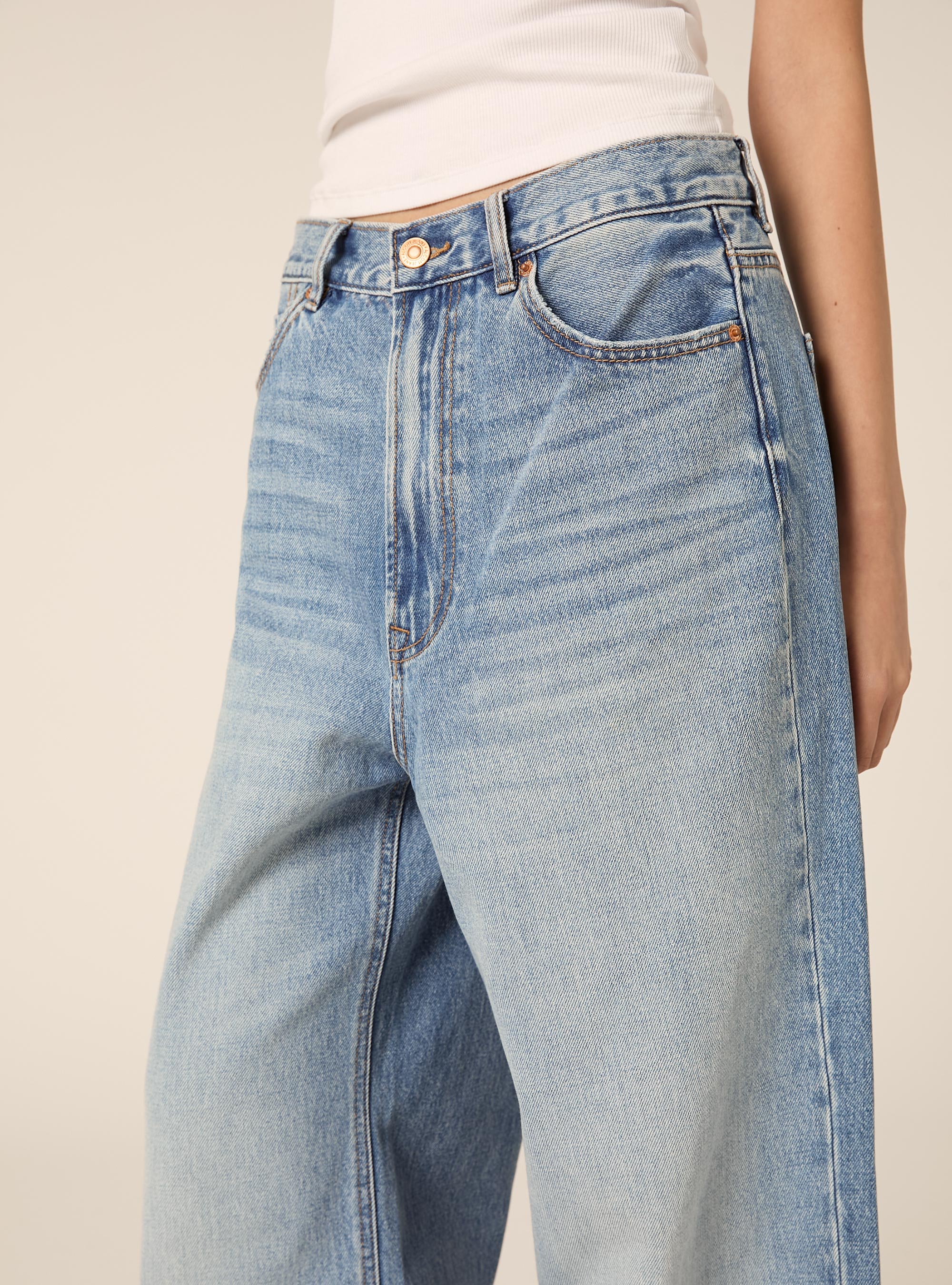 Jeans wide leg, D003 MEDIUM BLUE