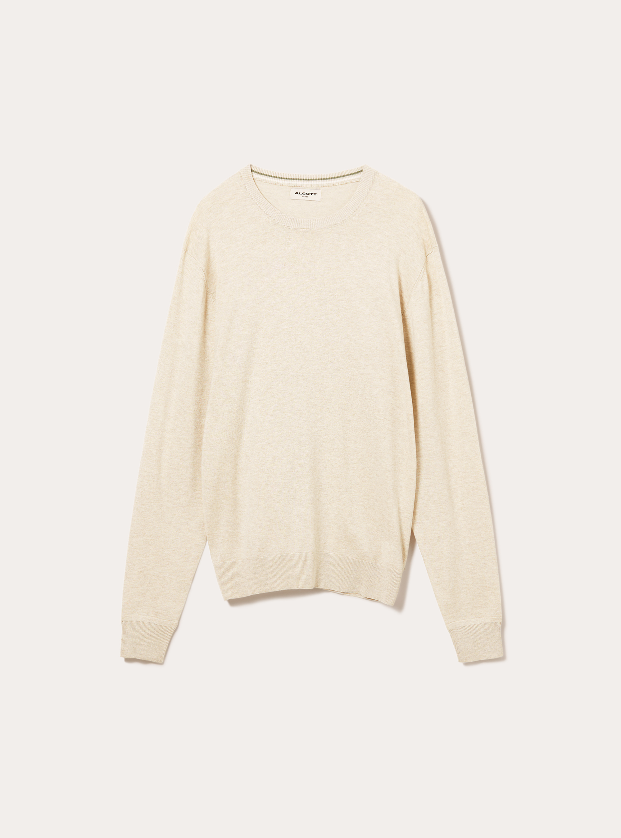 Jersey de cuello redondo de viscosa Ecovero, MCR3 CREAM MEL LIGHT