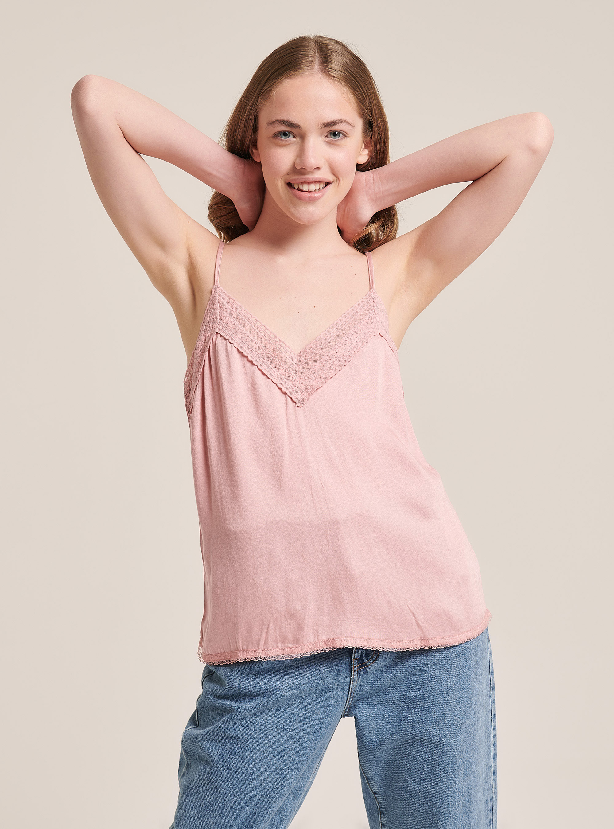 Top with lace details, PINK