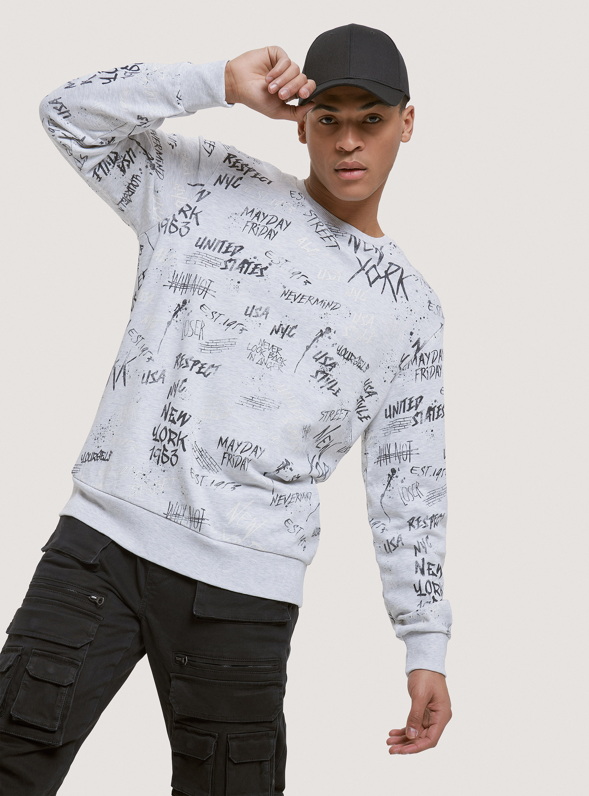 Felpa girocollo 100% cotone, C148 ICE MELANGE