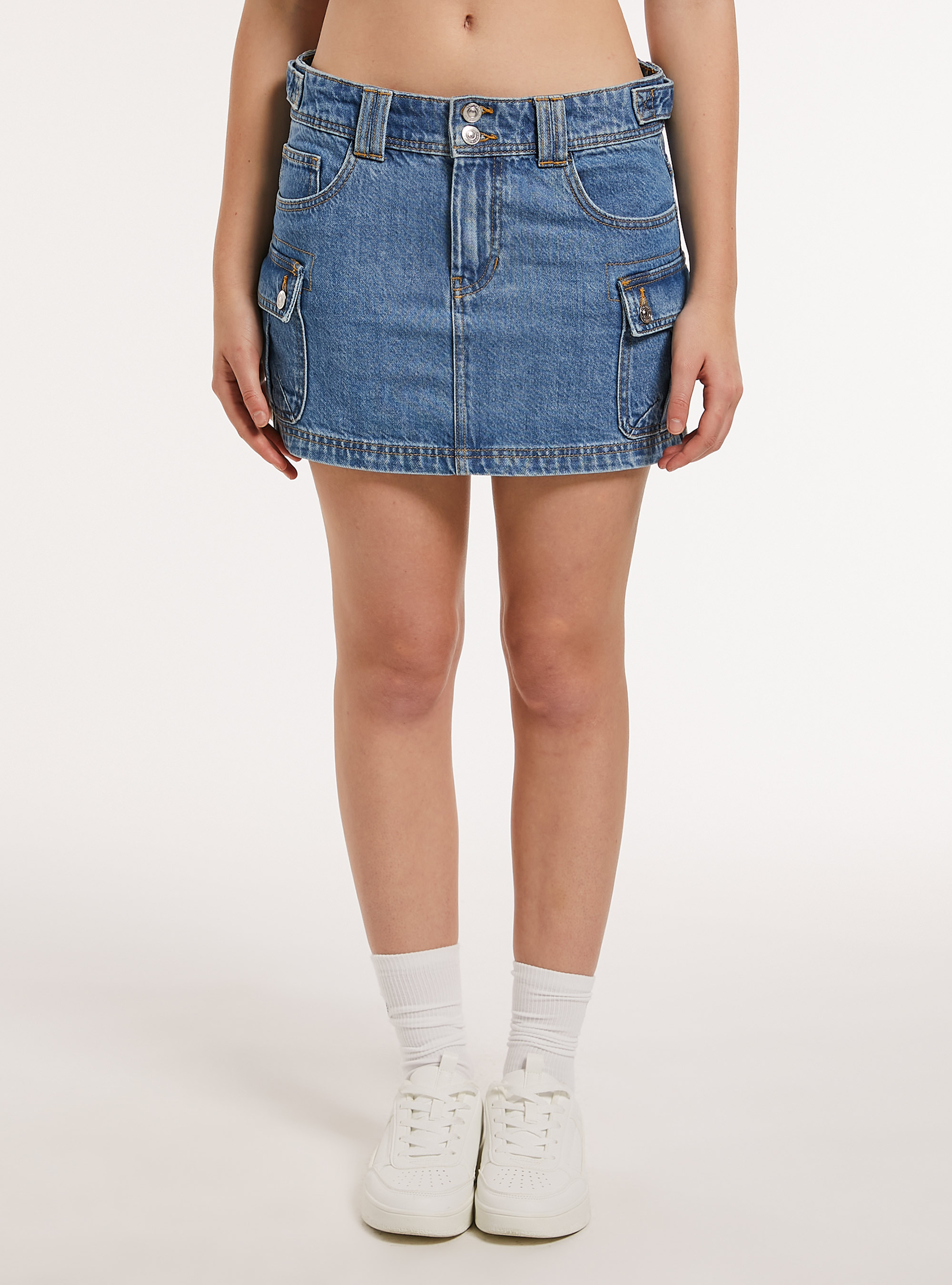 Denim cargo skirt, D003 MEDIUM BLUE