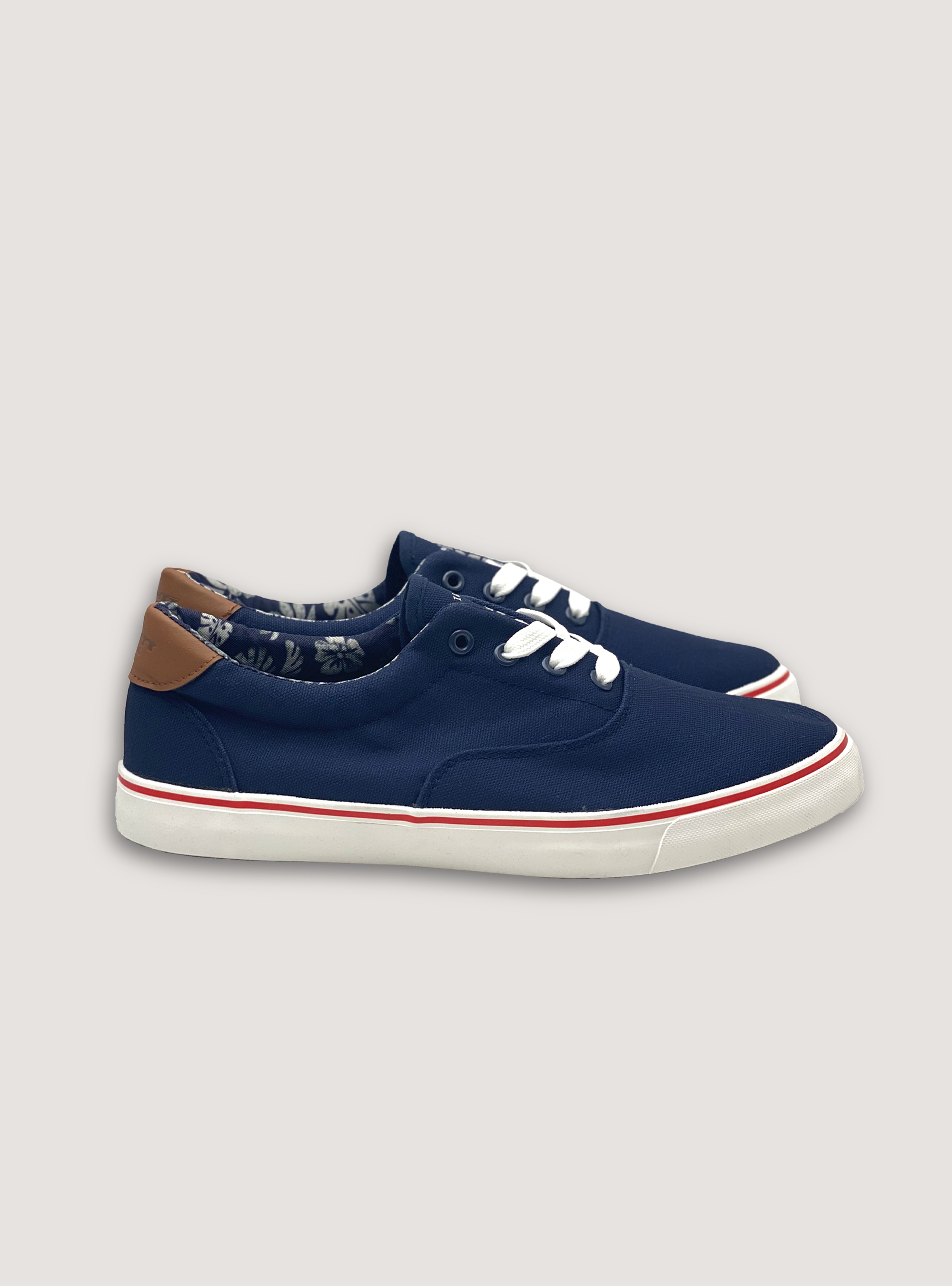 Sneakers in canvas con interno florelae, AZUL MARINO