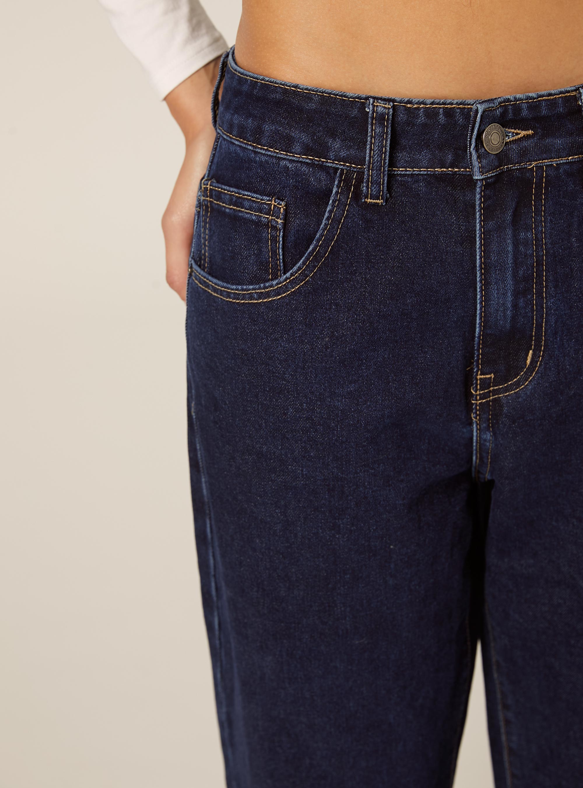 Vaqueros de pierna ancha con vuelta, D003 MEDIUM BLUE