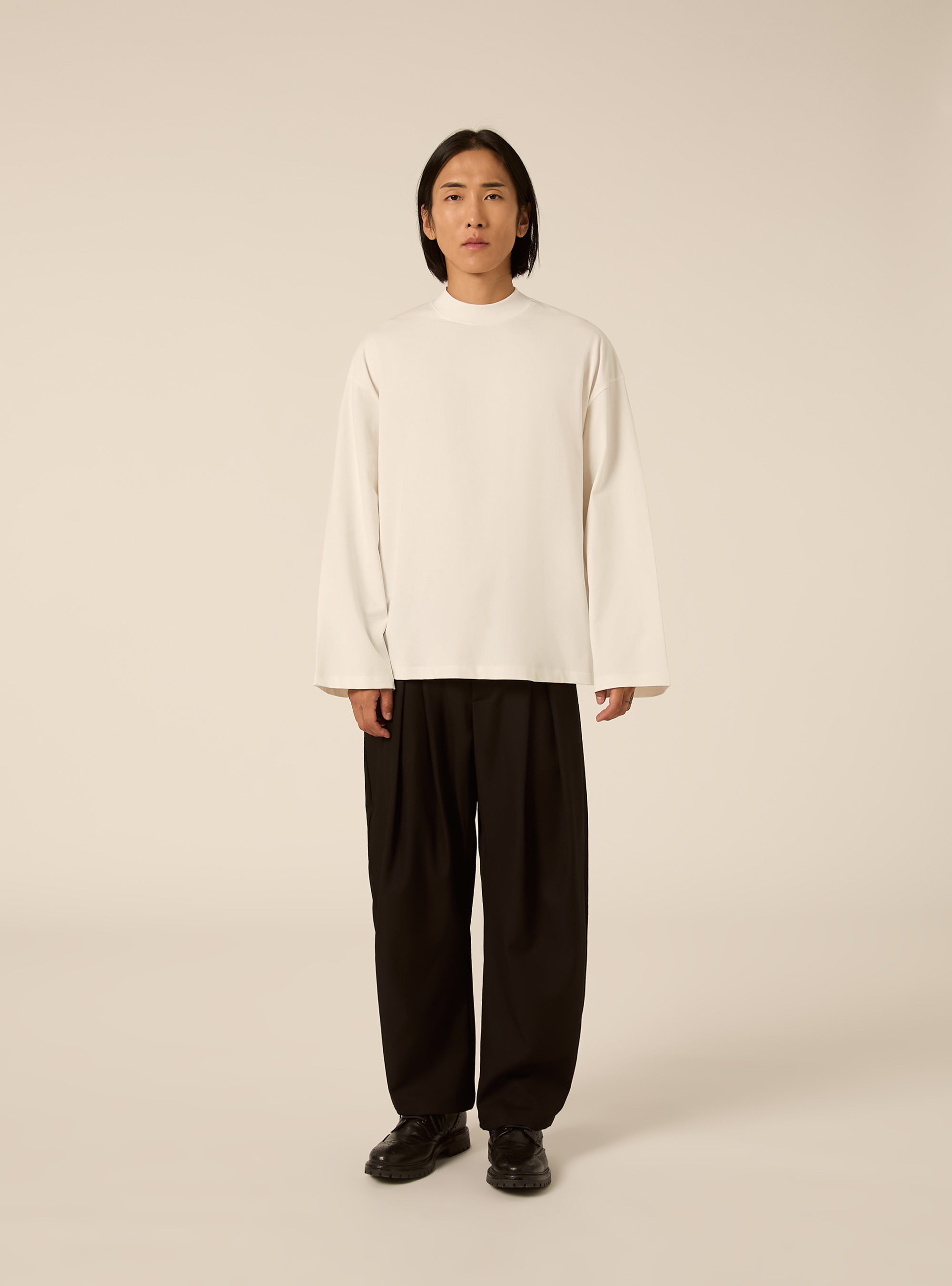 Maglietta a maniche lunghe oversize, PANNA