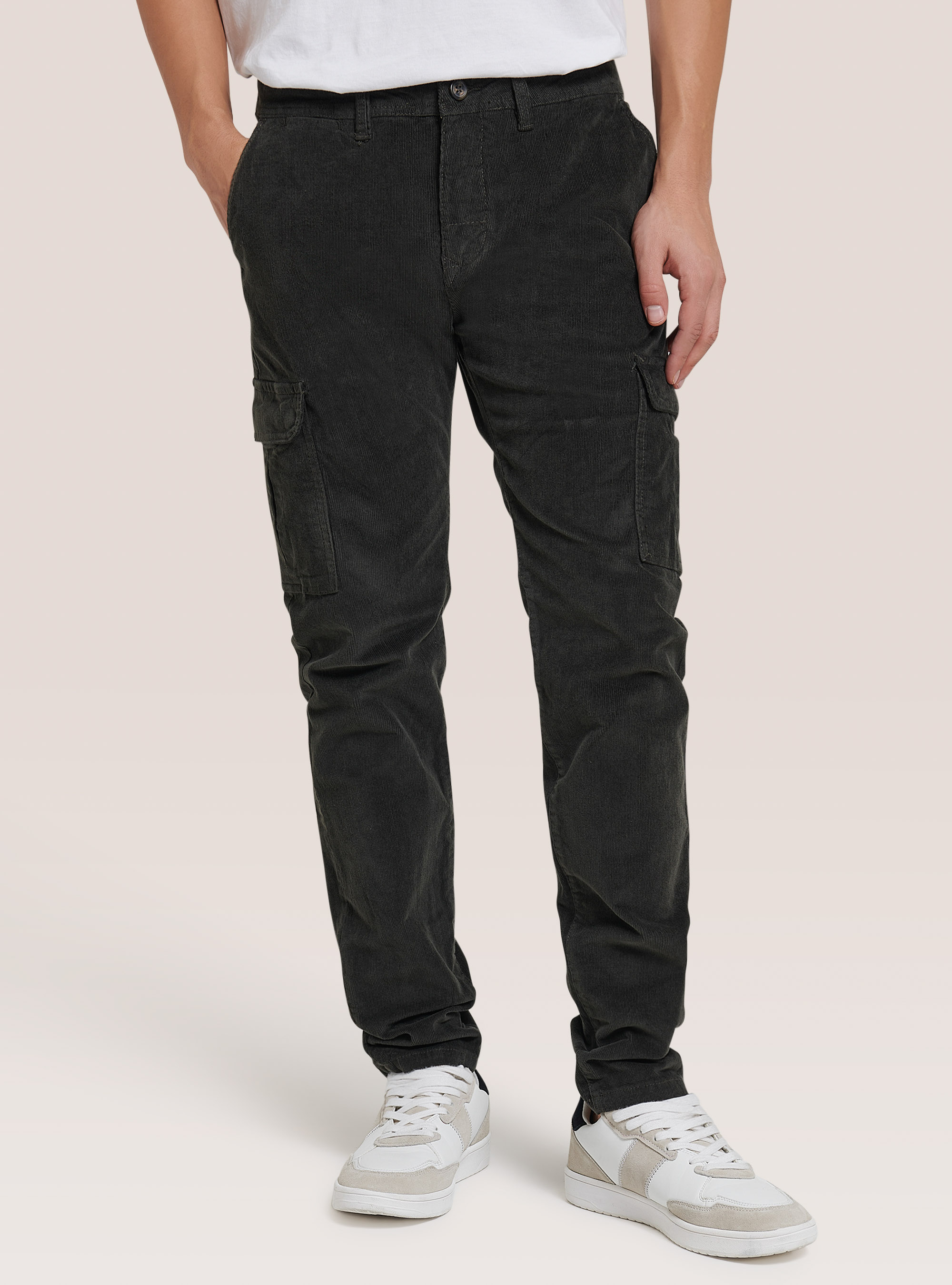 Chinos cargo in velluto a coste, KAKI