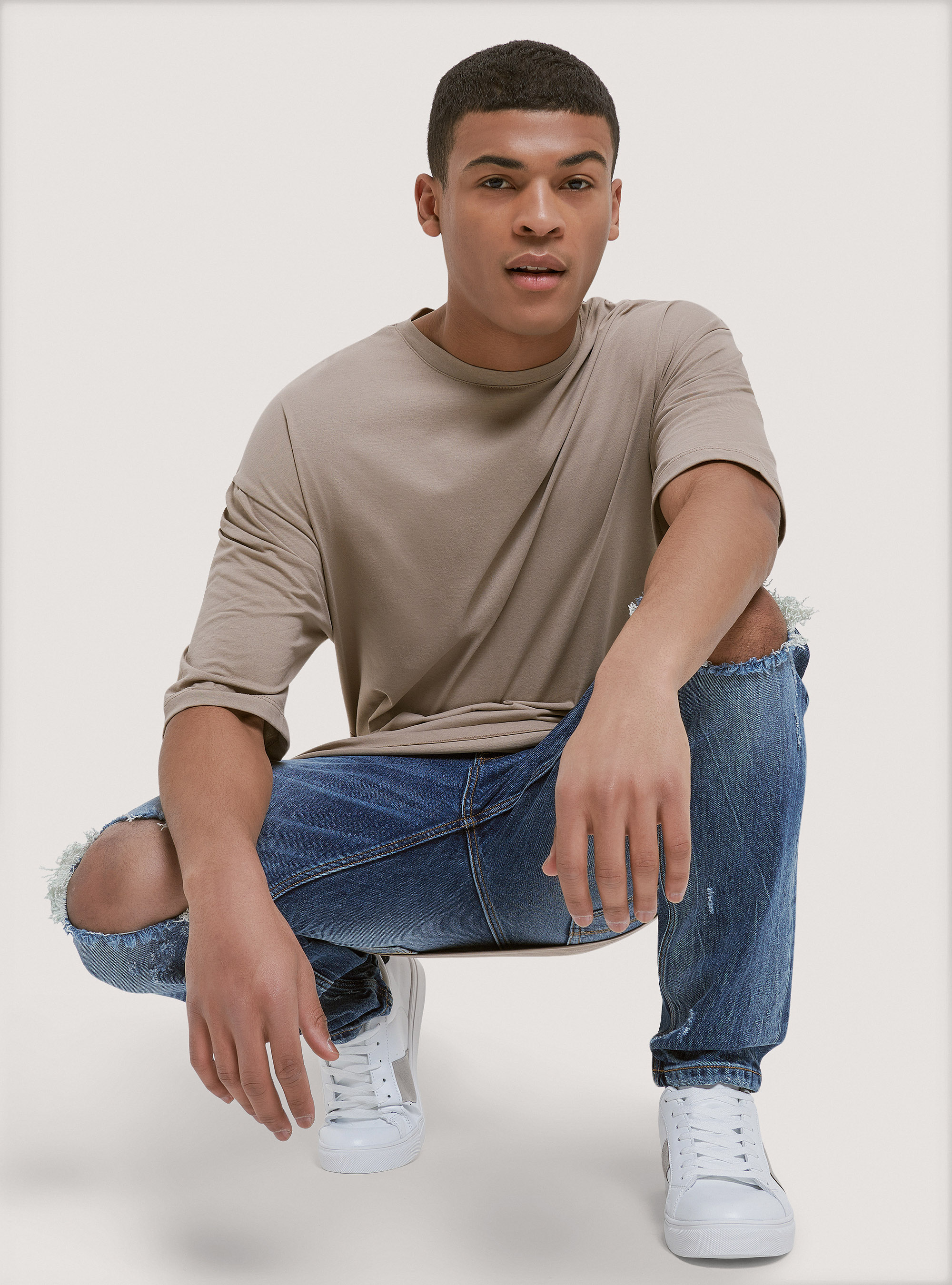 T-Shirt aus Baumwolle in Übergröß, C1150 SAND