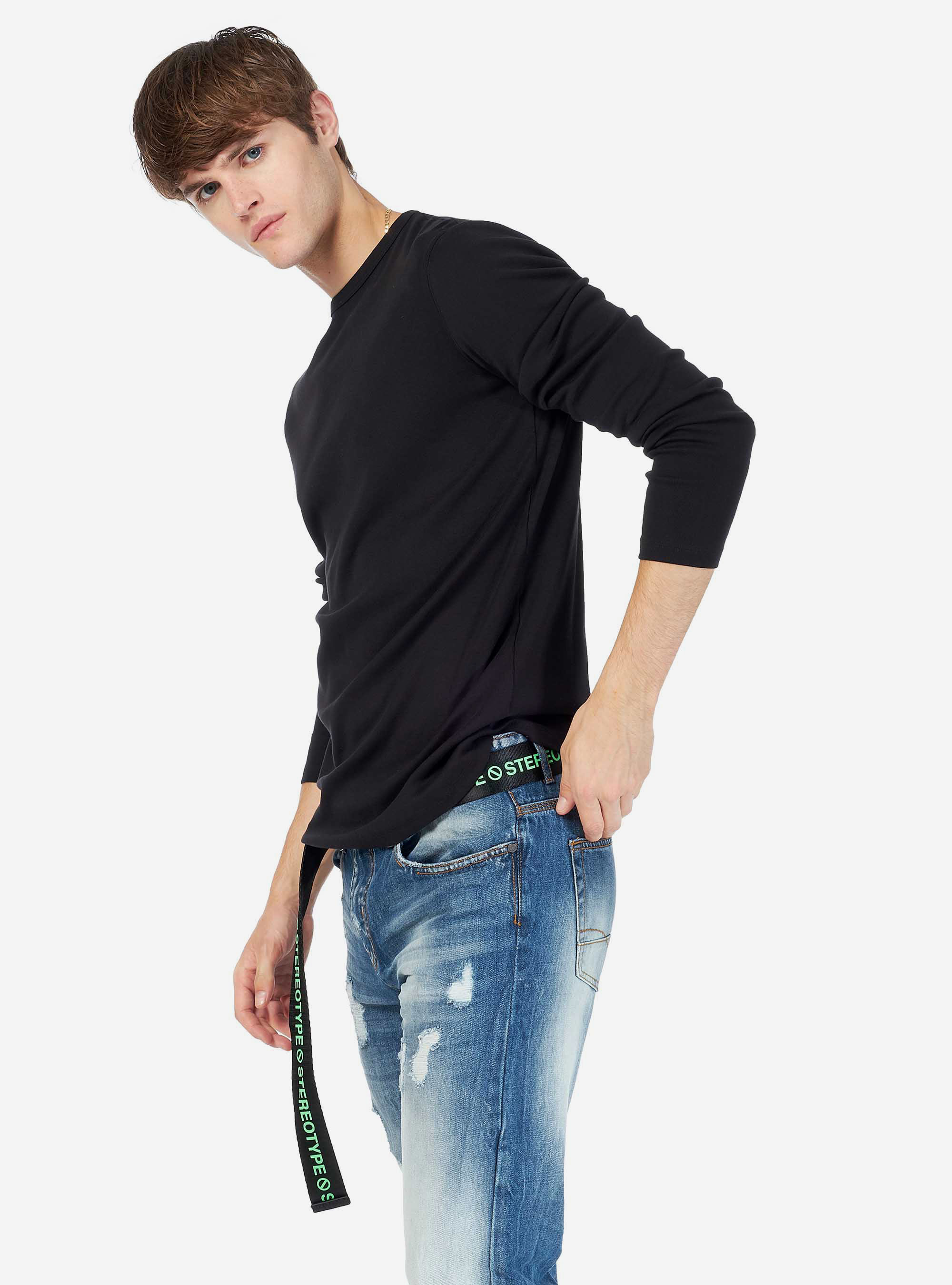 Maglietta basic 100% cotone comfort fit, NERO