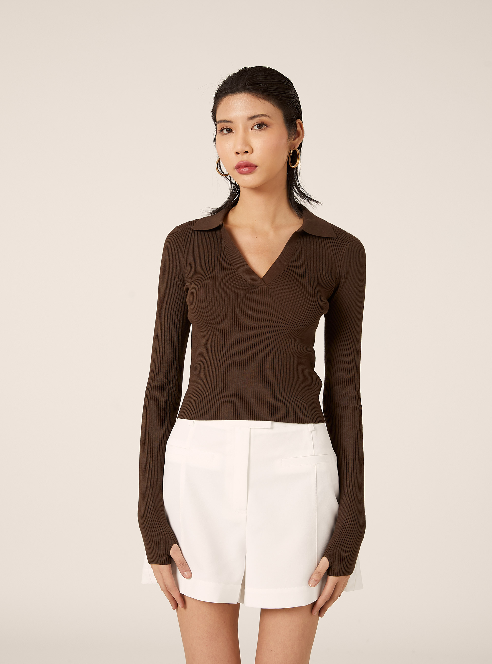 Polo in maglia, BR2 BROWN MEDIUM