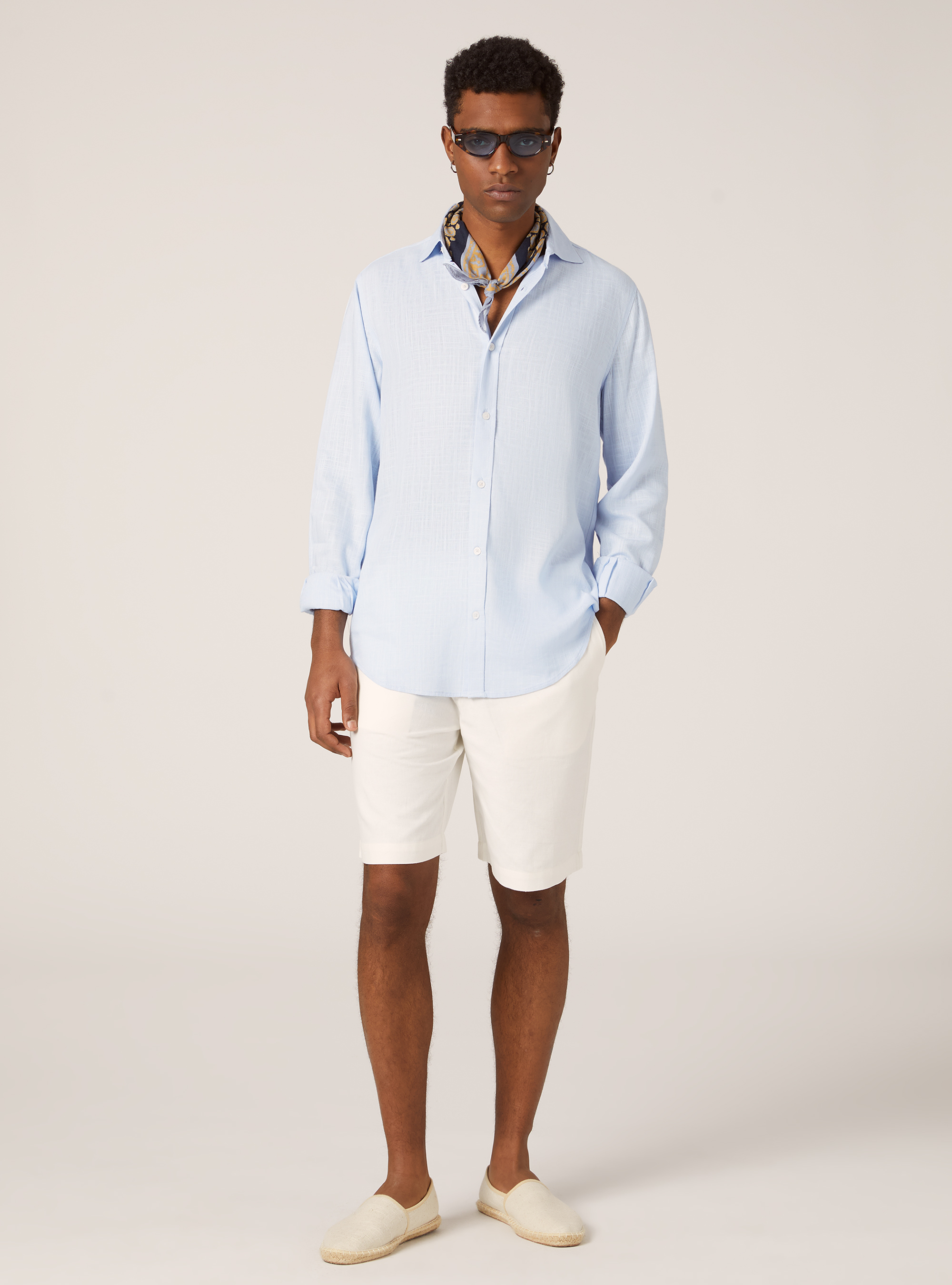 Linen blend shirt, AZ2 AZURE MEDIUM