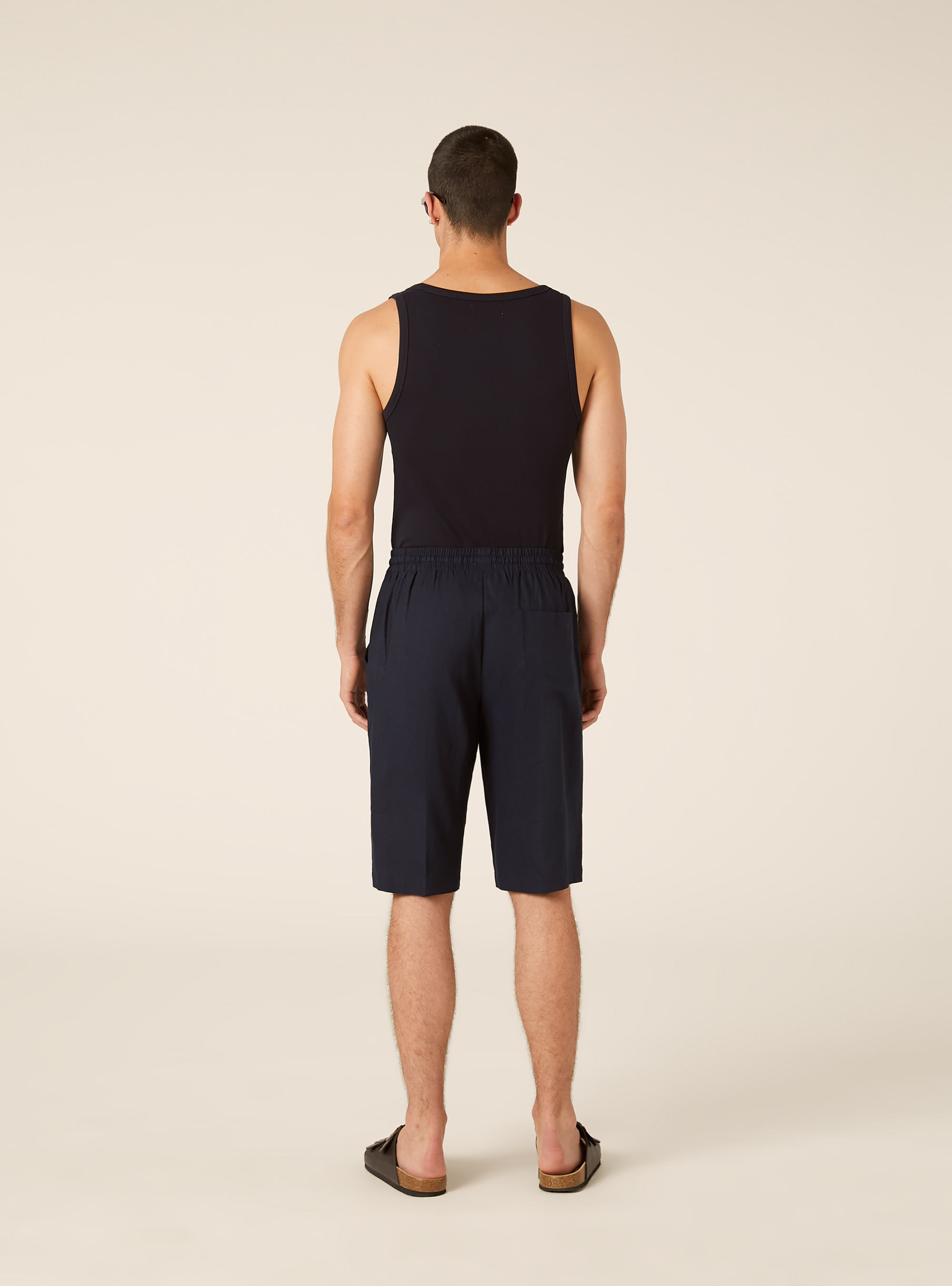 Bermuda in misto lino, NA1 NAVY DARK