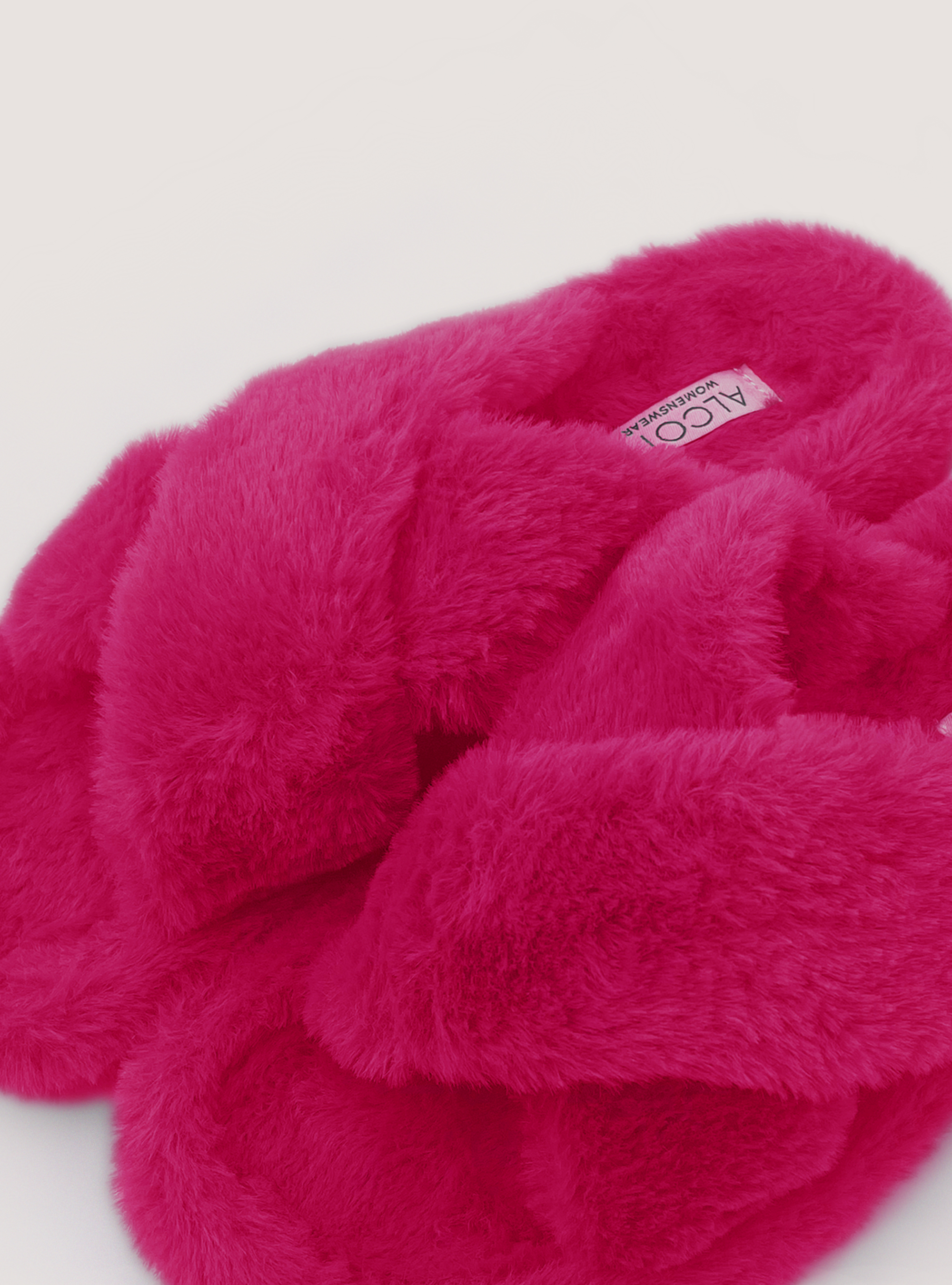 Faux fur slippers, FX1 FUXIA DARK
