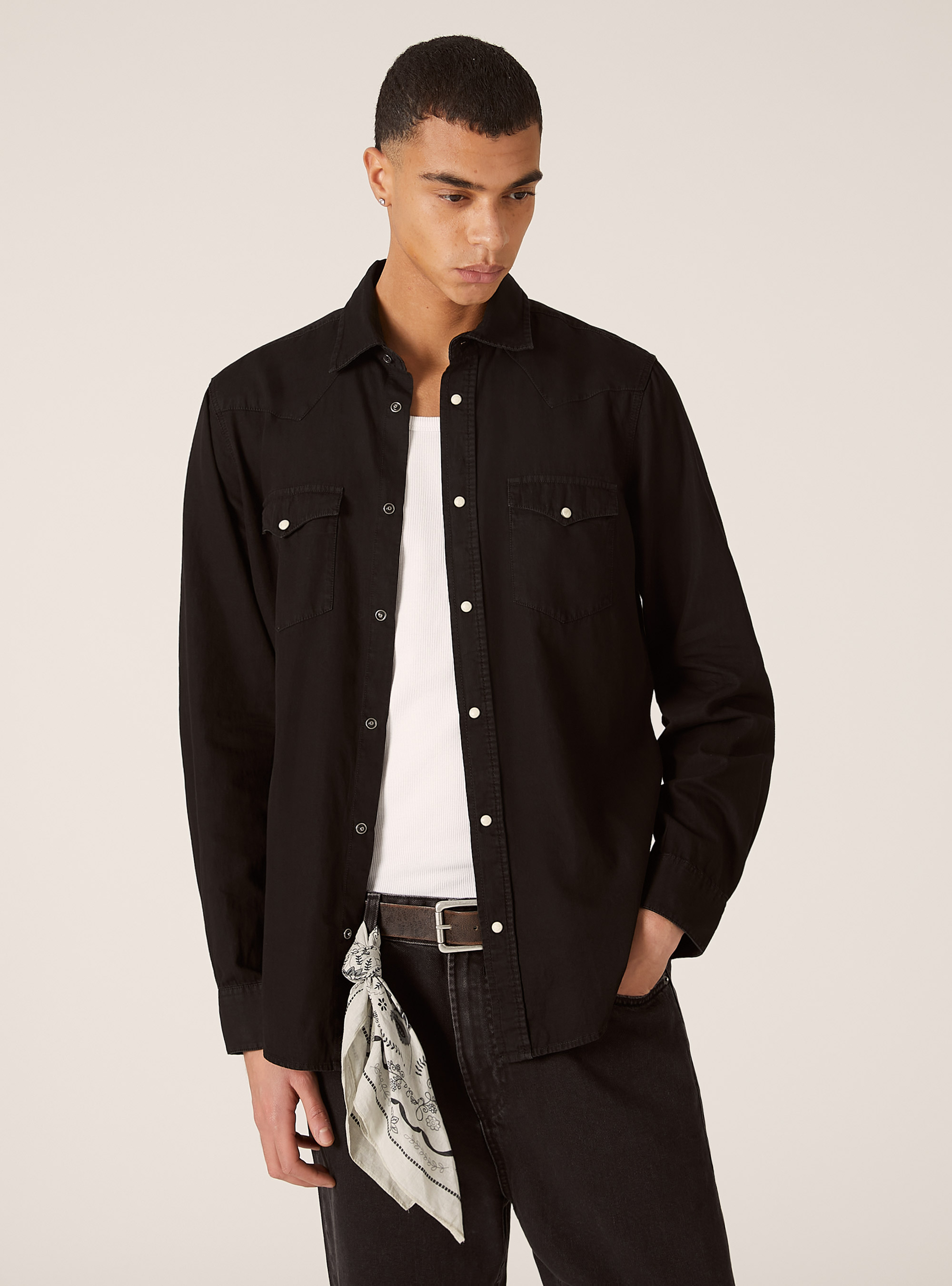 Denim shirt, D000 BLACK