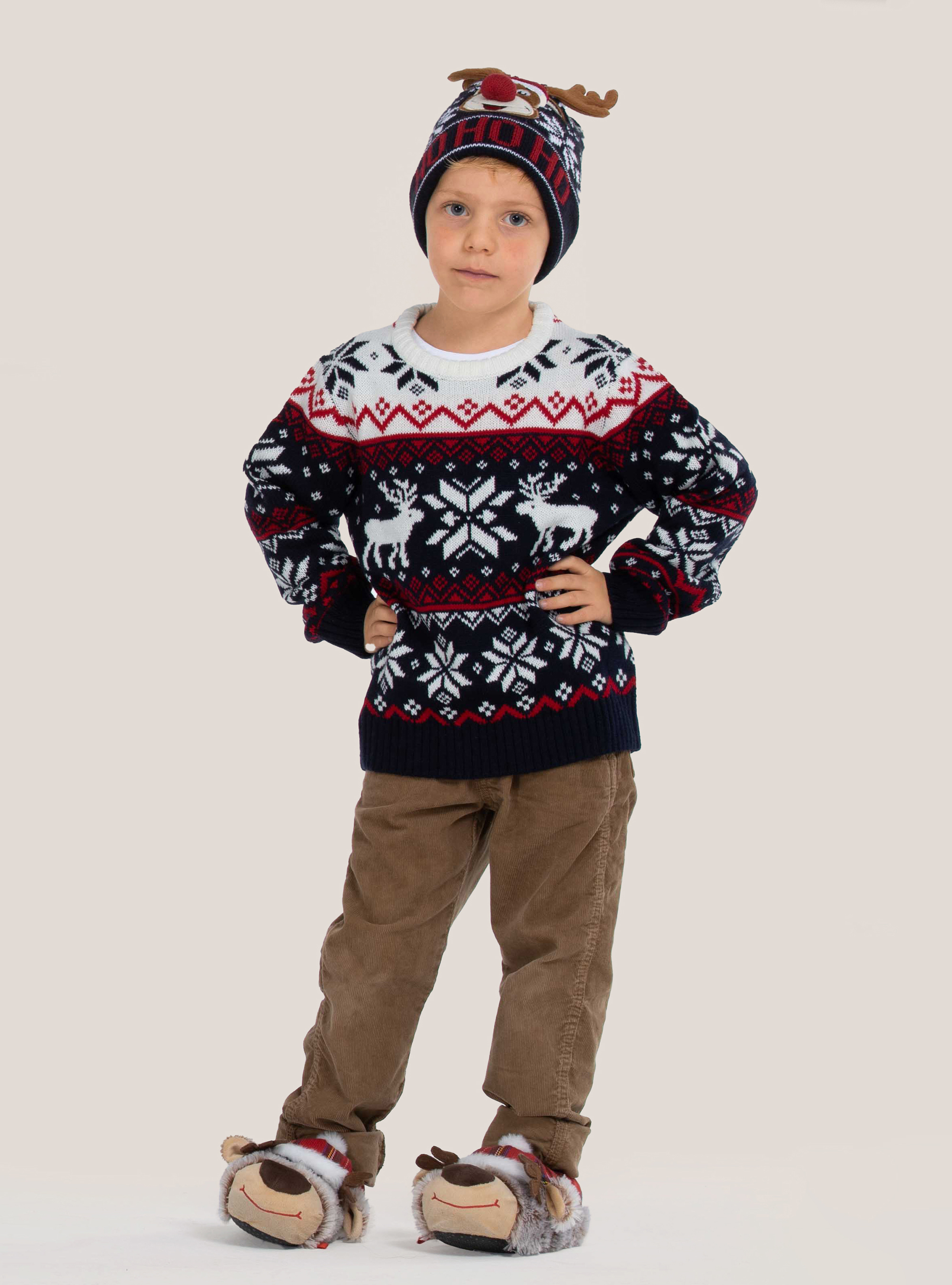Christmas pullover ''mini me'' with reindeer, BLUE NAVY