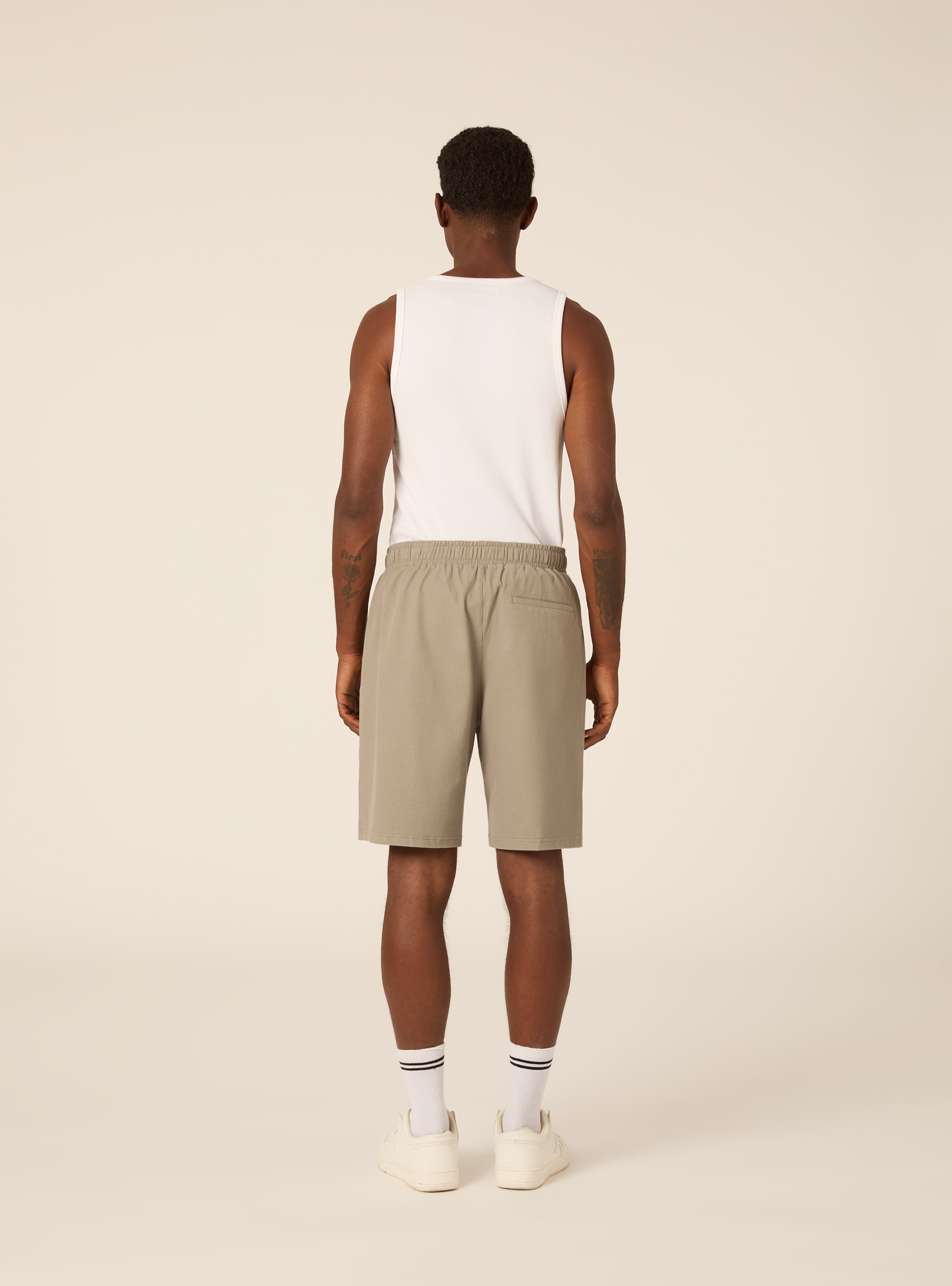 Bermuda con elastico in vita  in maglia a coste, SG3 SAGE LIGHT