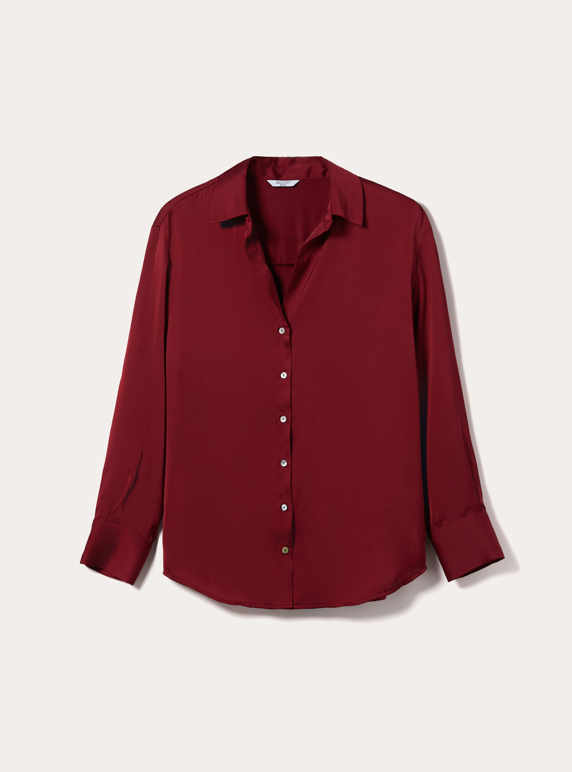 Chemise unie en satin, BO2 BORDEAUX MEDIUM