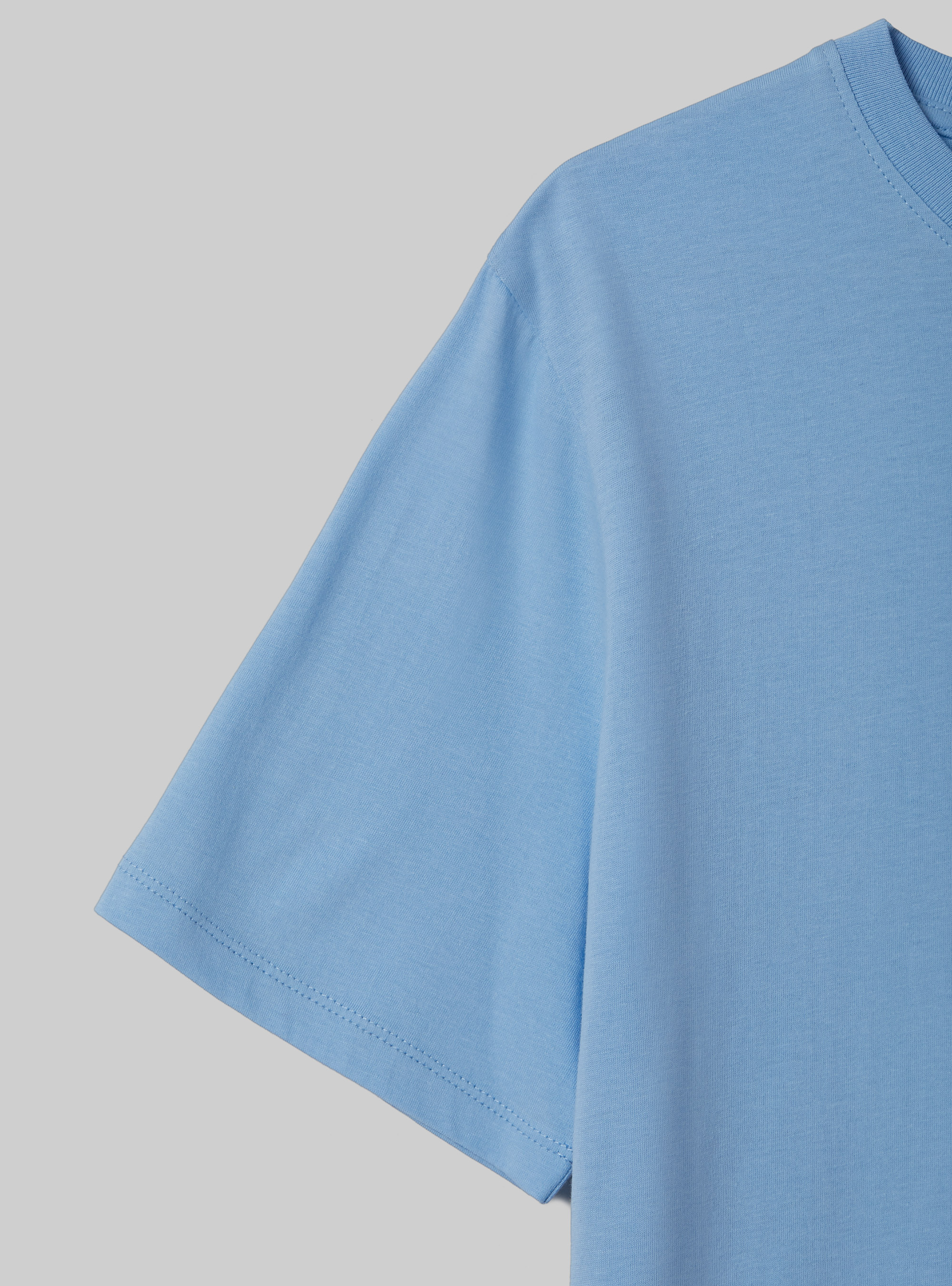 T-shirt en coton à col ras du cou, AZ2 AZURE MEDIUM