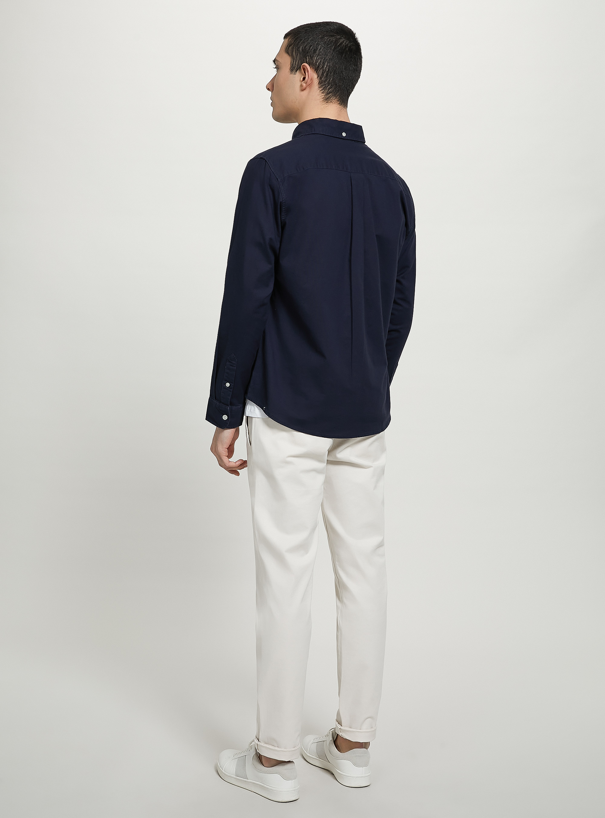 Plain-coloured cotton shirt, NA1 NAVY DARK