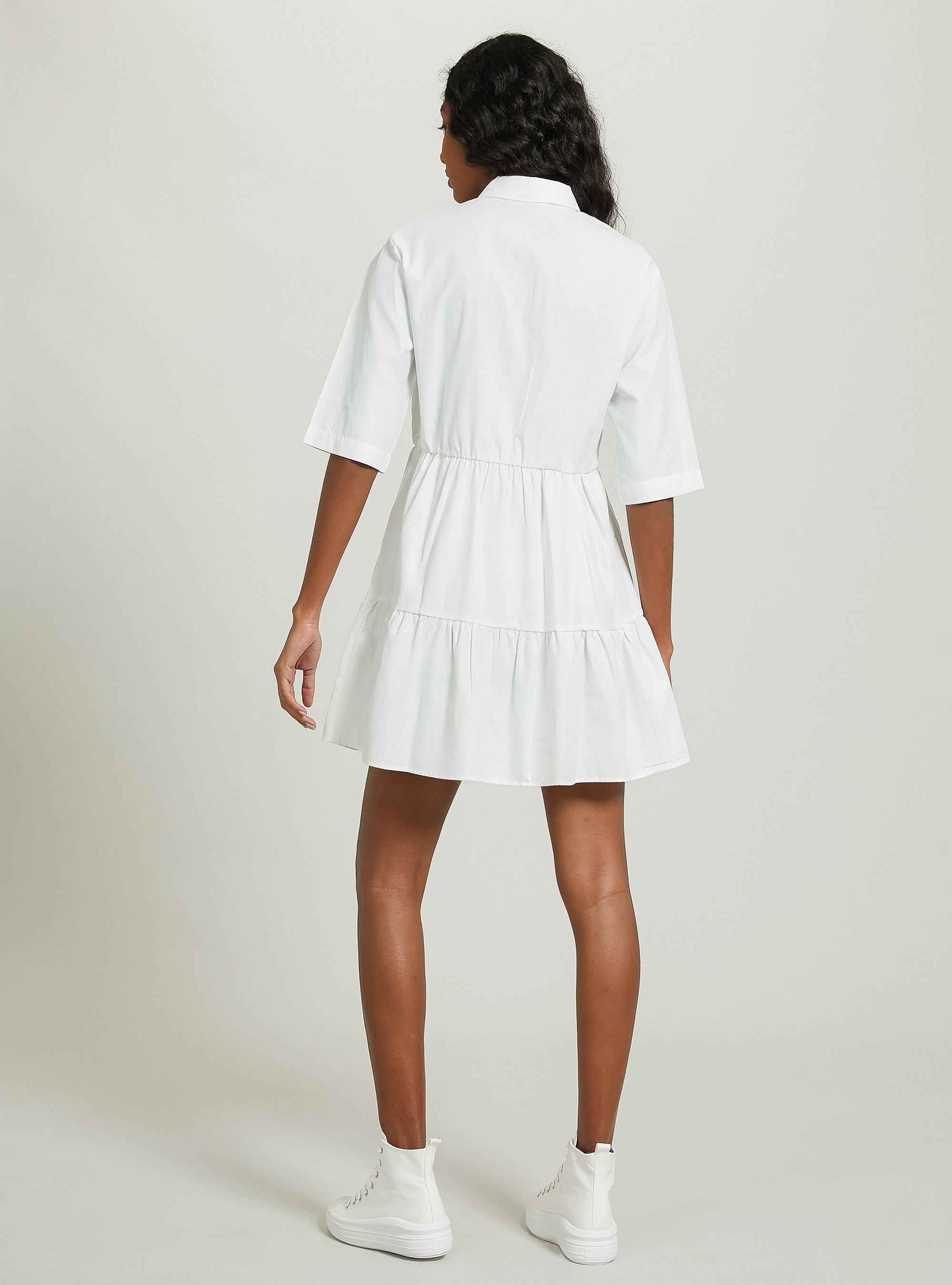 Vestito chemisier in popeline, WH1 OFF WHITE