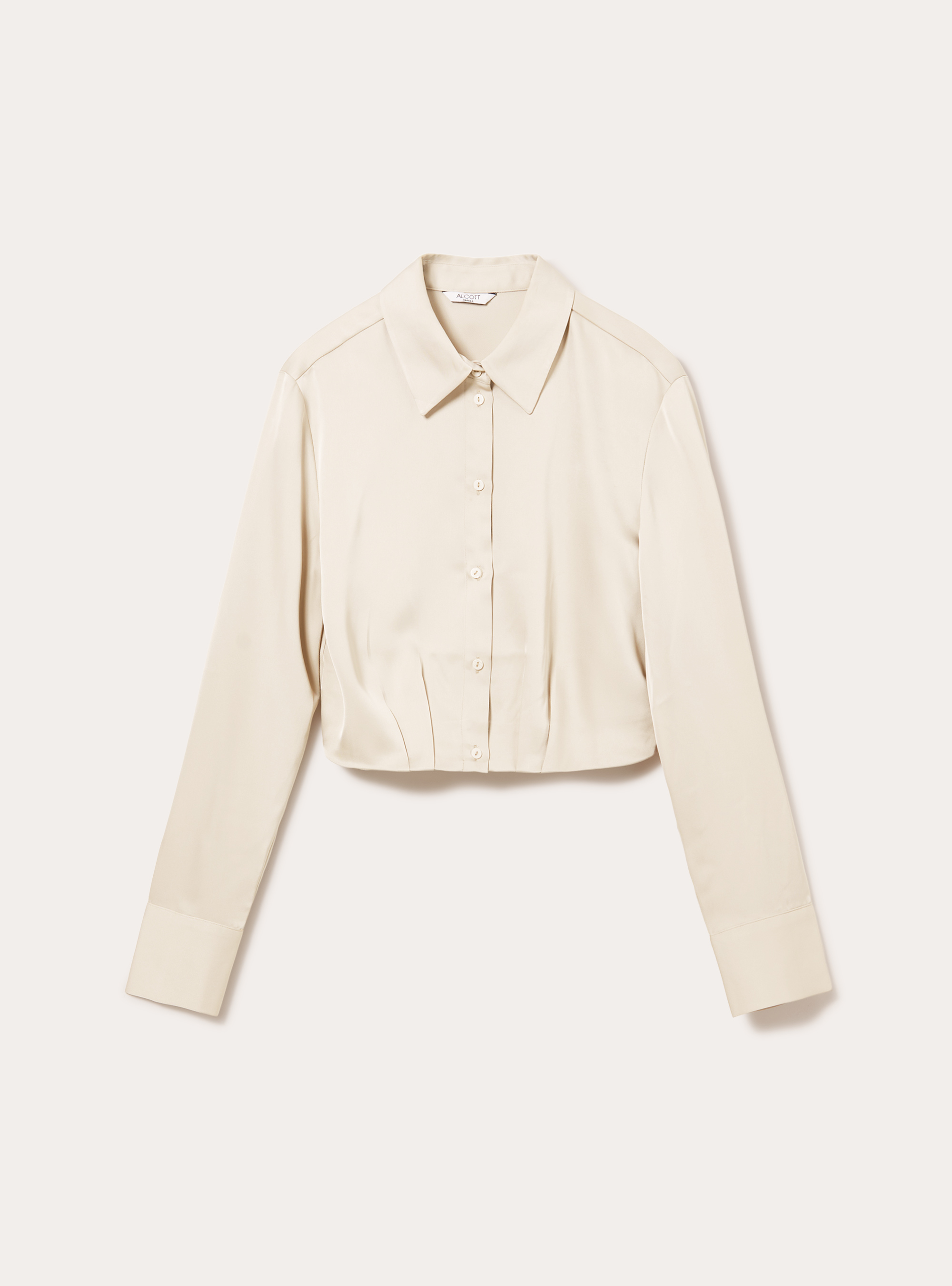 Camicia cropped in satin, BG2 BEIGE MEDIUM