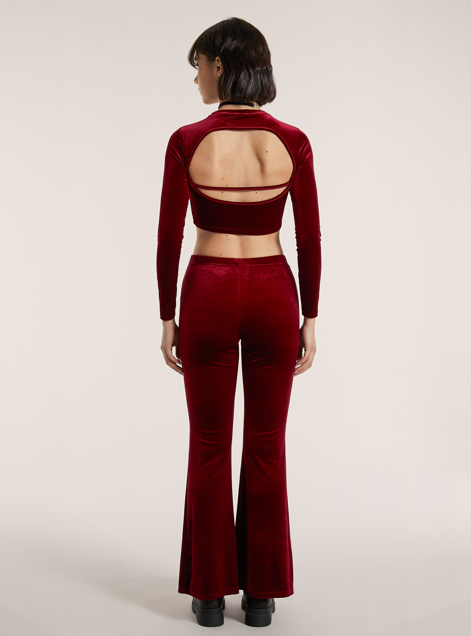 Maglia cropped in velluto, RD2 RED MEDIUM