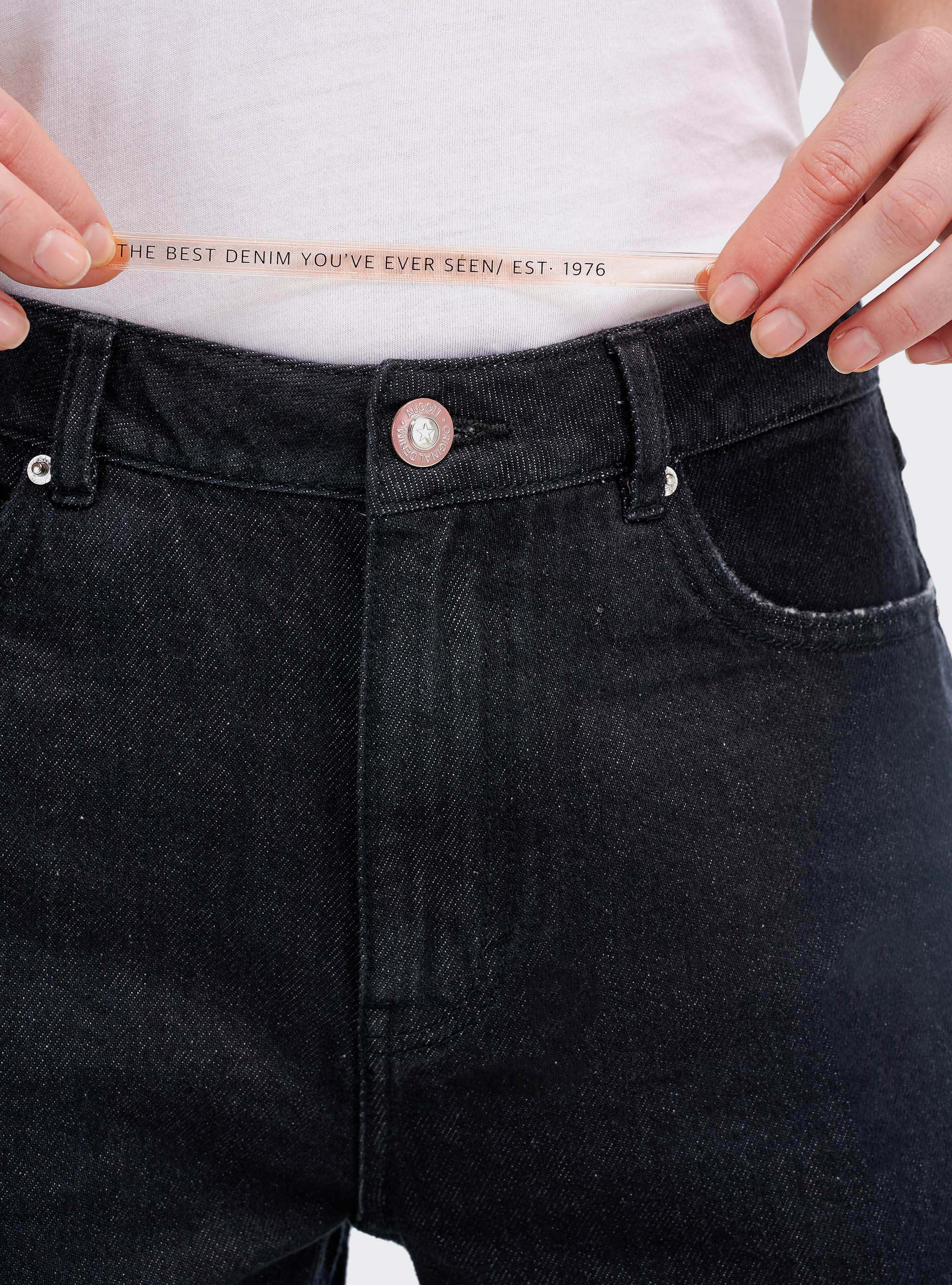 Jeans mom fit, C101 BLACK