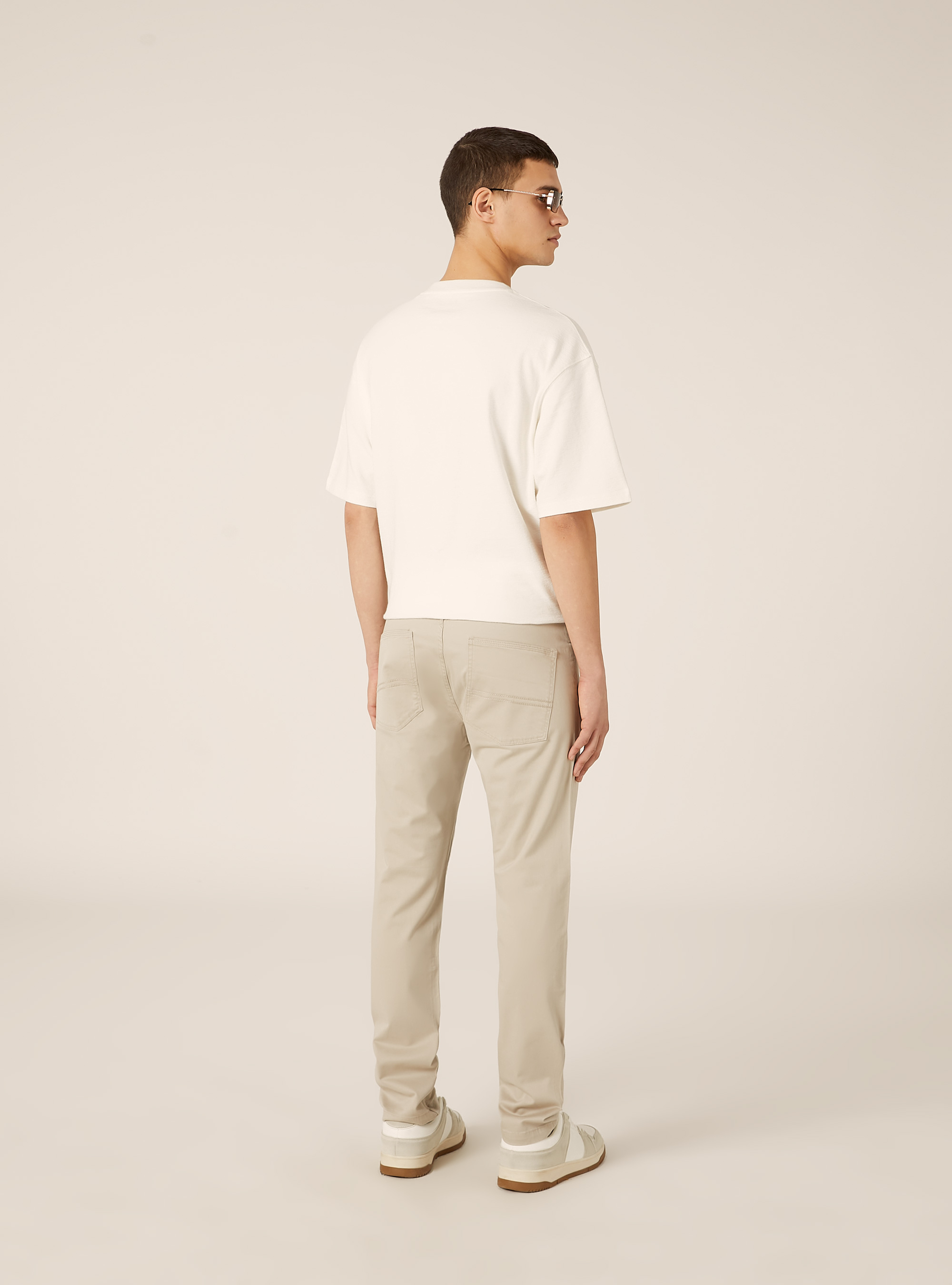 Skinny fit cotton trousers, BG3 BEIGE LIGHT