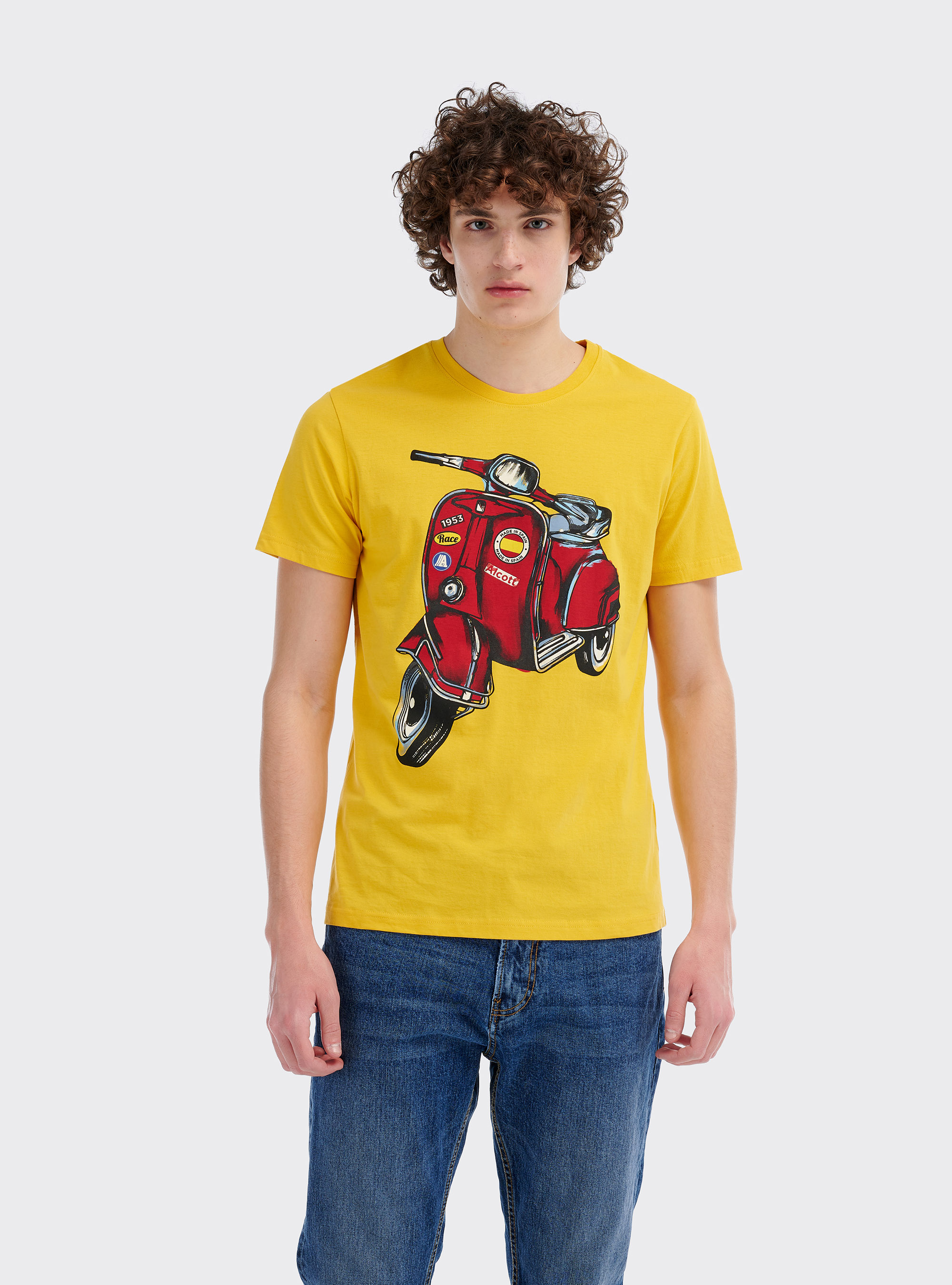 Maglietta con stampa vespa e logo Alcott, C7713 YELLOW
