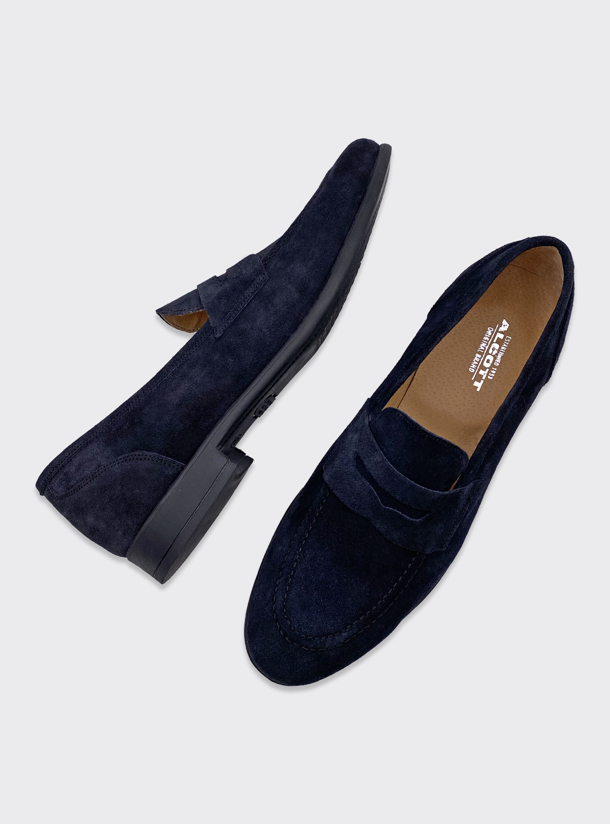 Mocassino in vera pelle scamosciata, BLU MARINO