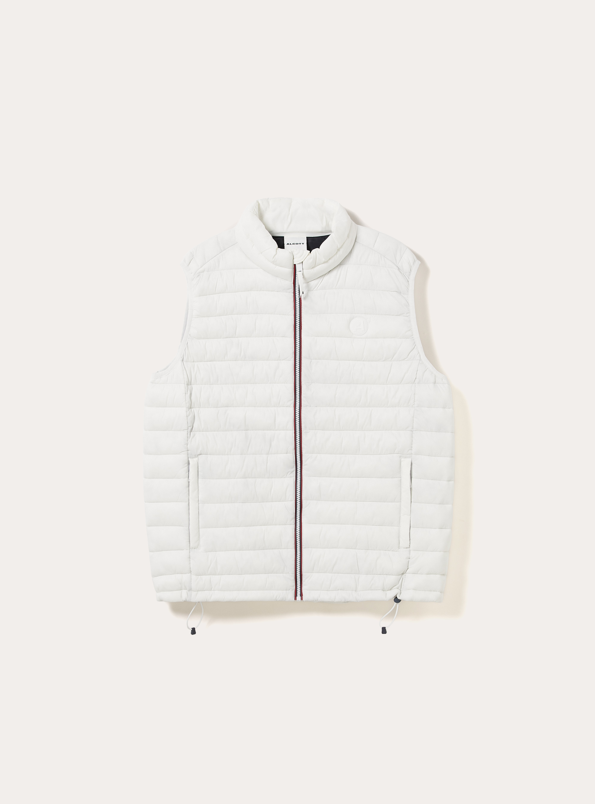 Chaqueta sin mangas acolchada con cremallera en contraste, WH2 WHITE